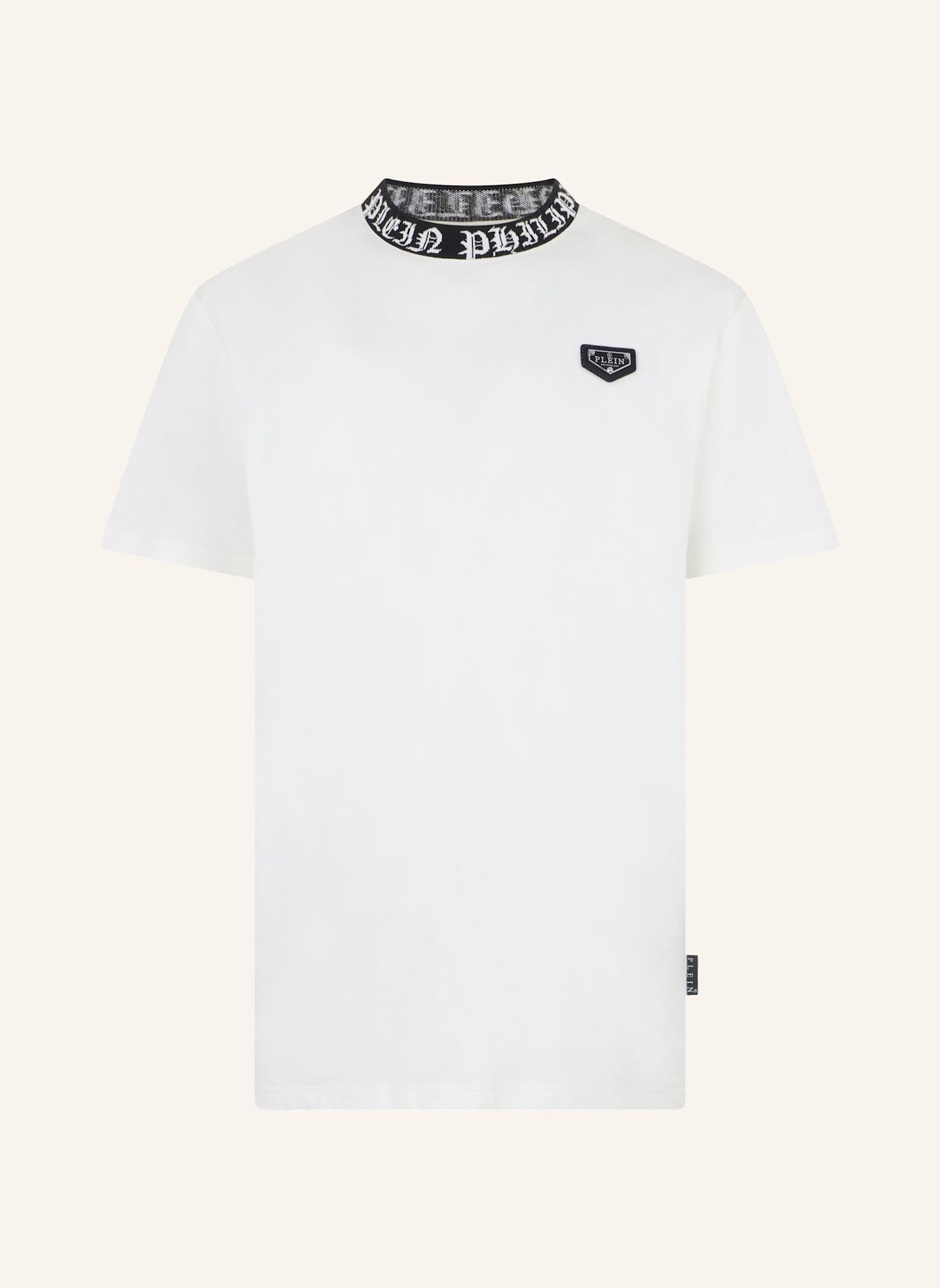 PHILIPP PLEIN Kurzarm-Rundhals-T-Shirt: WEISS