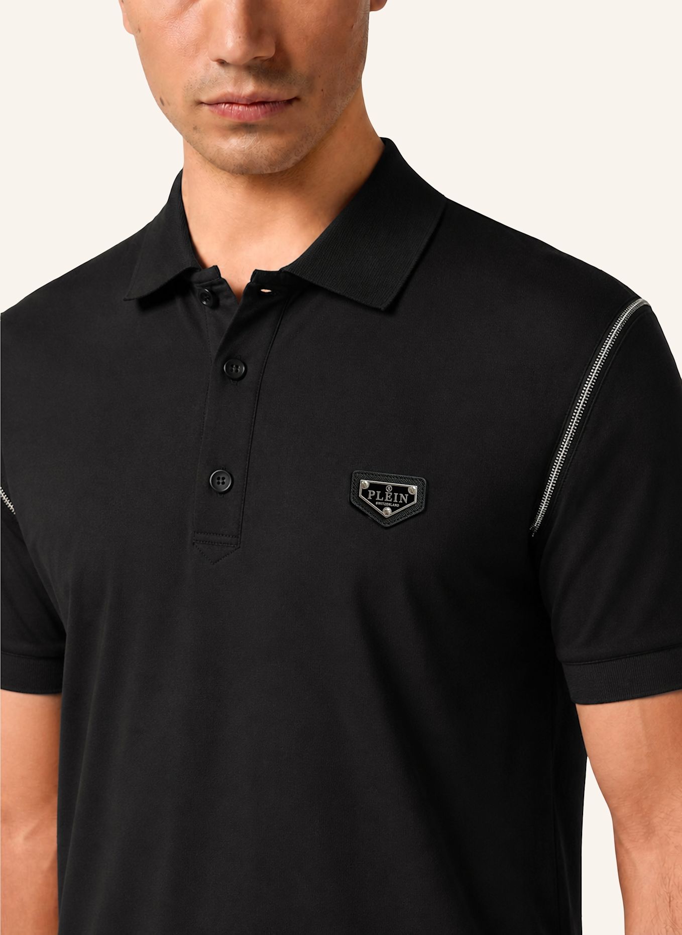 PHILIPP PLEIN Kurzarm-Poloshirt: WEISS