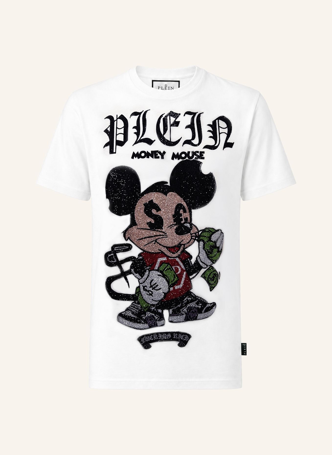 PHILIPP PLEIN Kurzarm-Rundhals-T-Shirt MONEY: WEISS