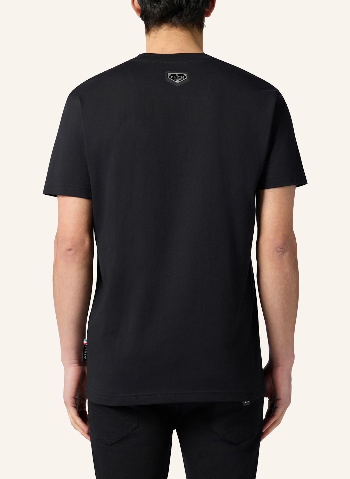 PHILIPP PLEIN Kurzarm-Rundhals-T-Shirt SKULL: SCHWARZ