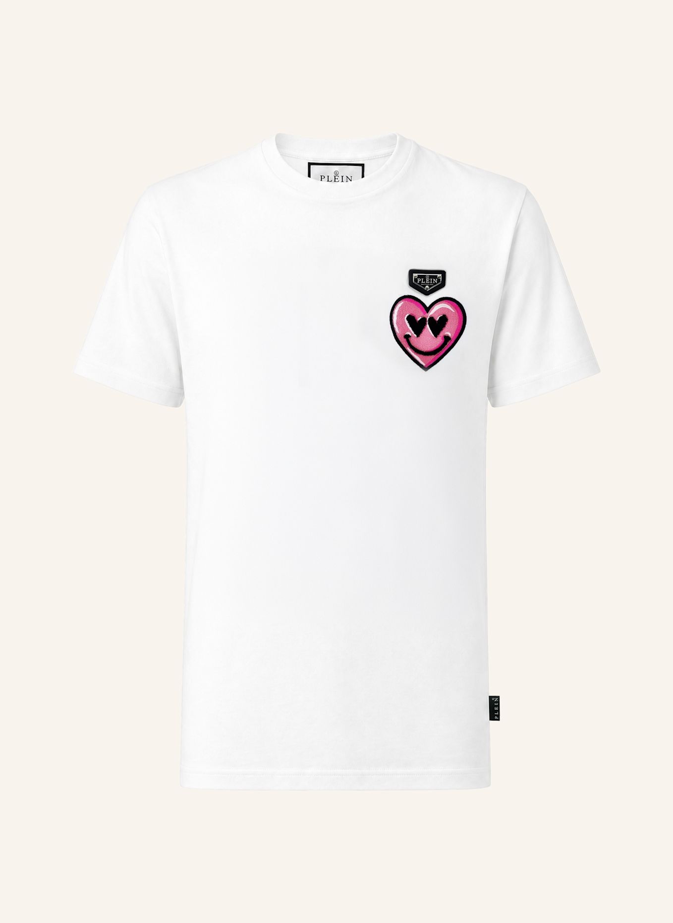 PHILIPP PLEIN Kurzarm-Rundhals-T-Shirt HEART: WEISS