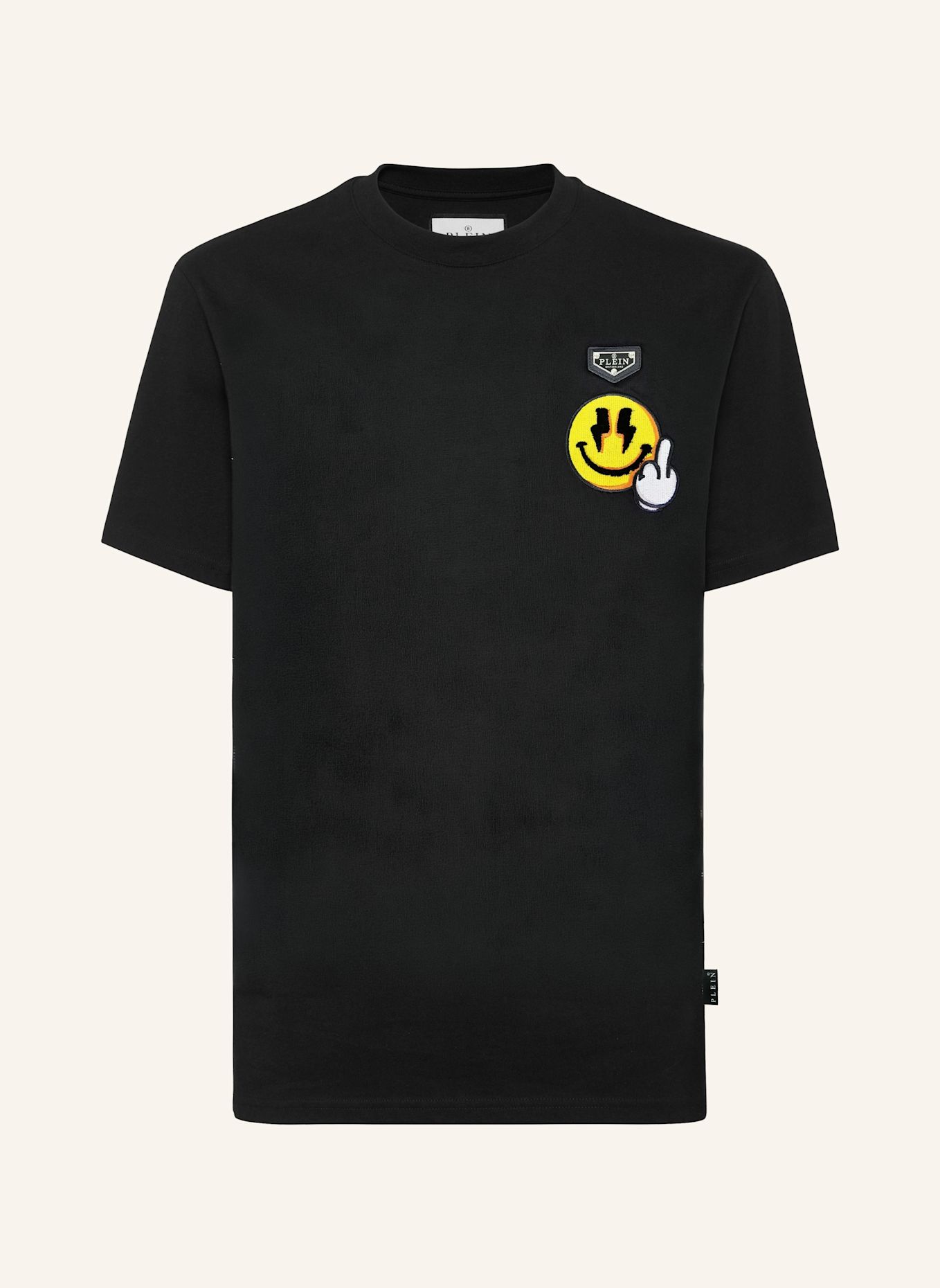 PHILIPP PLEIN Kurzarm-Rundhals-T-Shirt SMILE: SCHWARZ