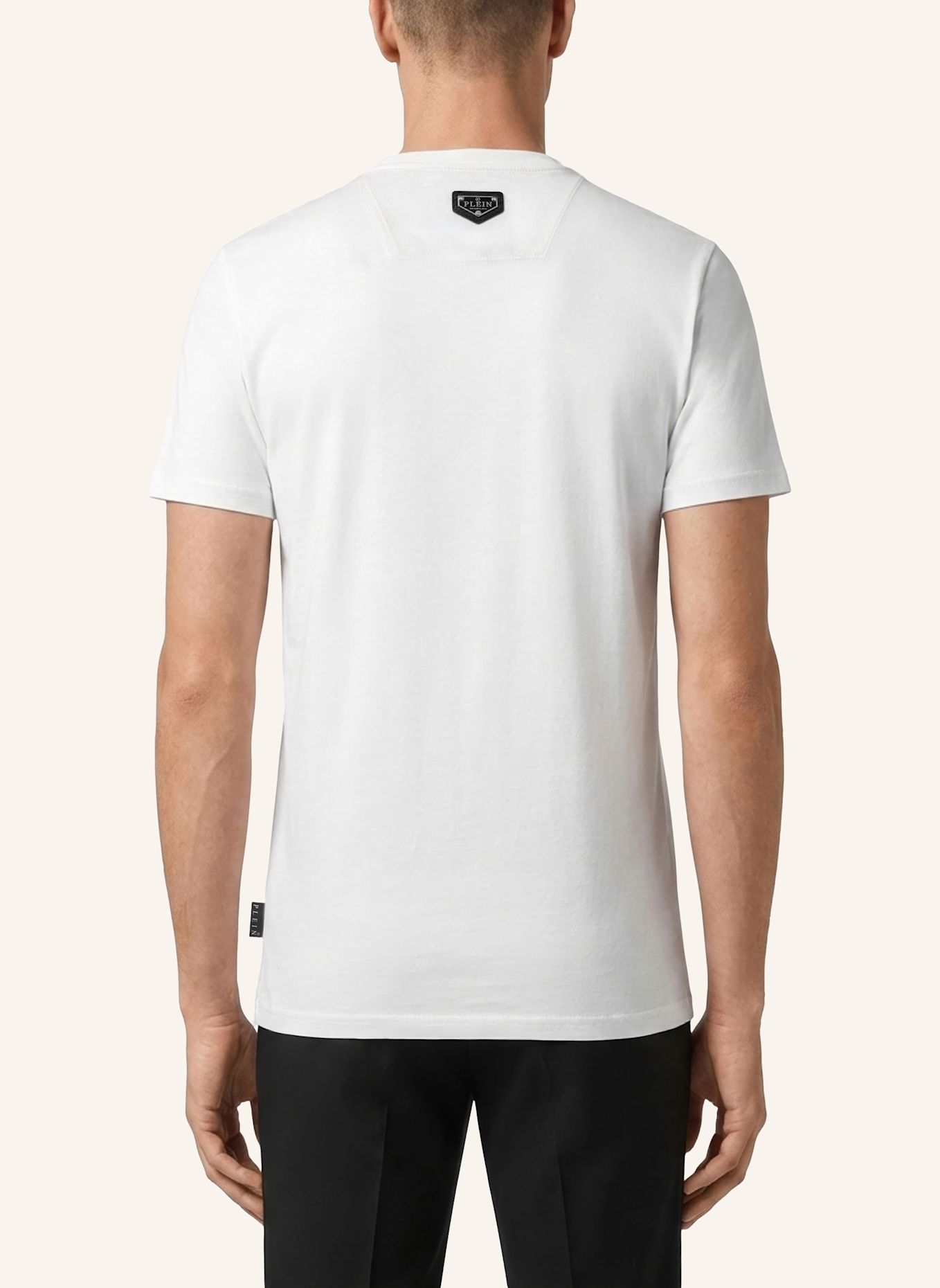 PHILIPP PLEIN Kurzarm-Rundhals-T-Shirt SMILE: WEISS