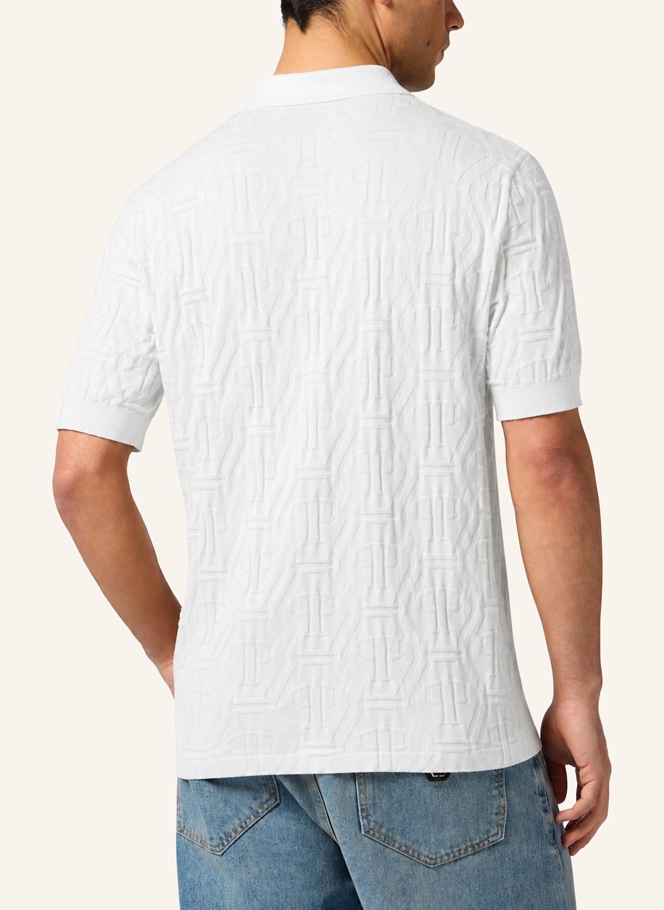PHILIPP PLEIN Kurzarm-Poloshirt MONOGRAM: WEISS