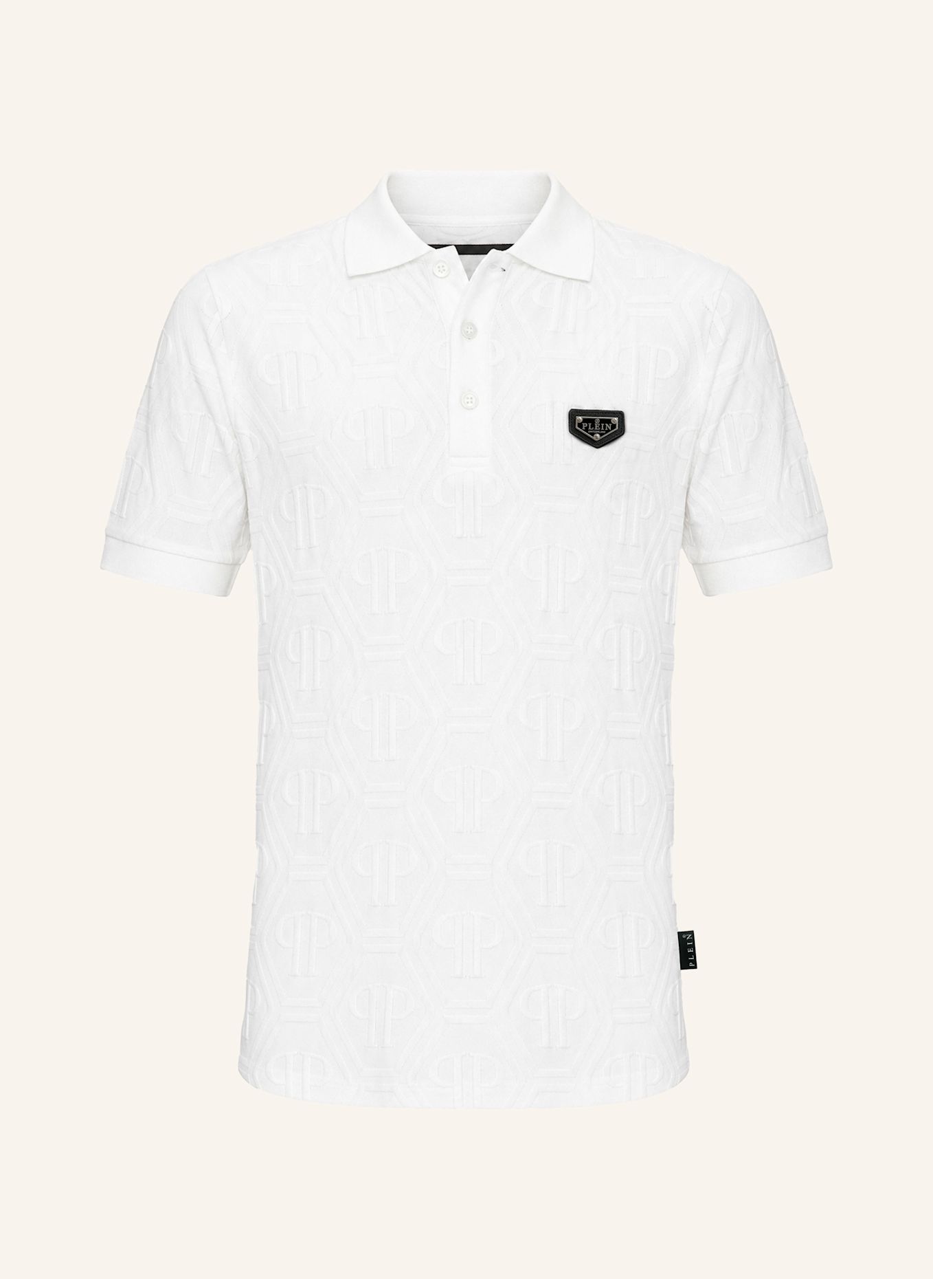 PHILIPP PLEIN Kurzarm-Poloshirt MONOGRAM: WEISS