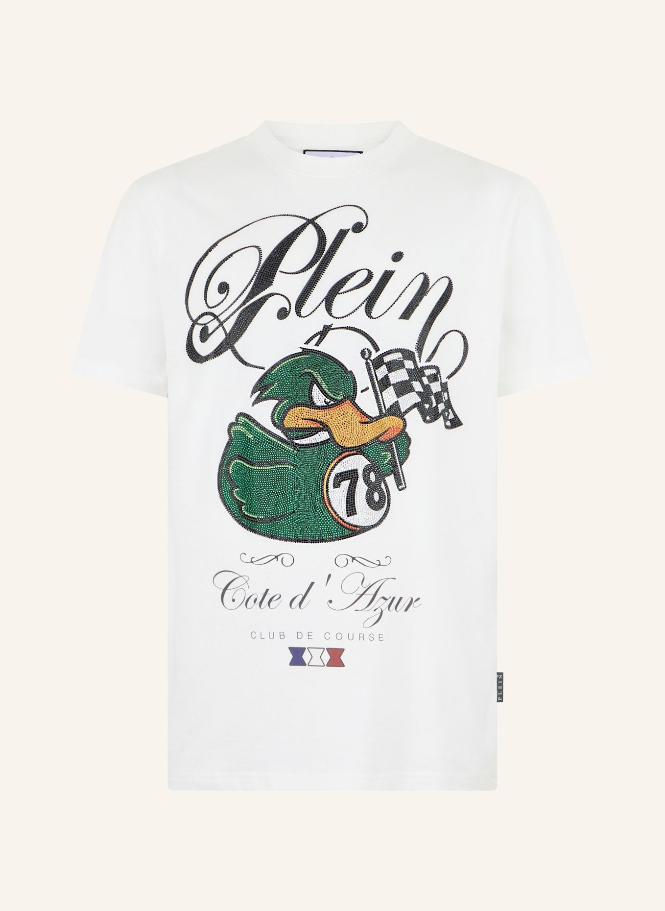 PHILIPP PLEIN Kurzarm-Rundhals-T-Shirt DUCK: WEISS