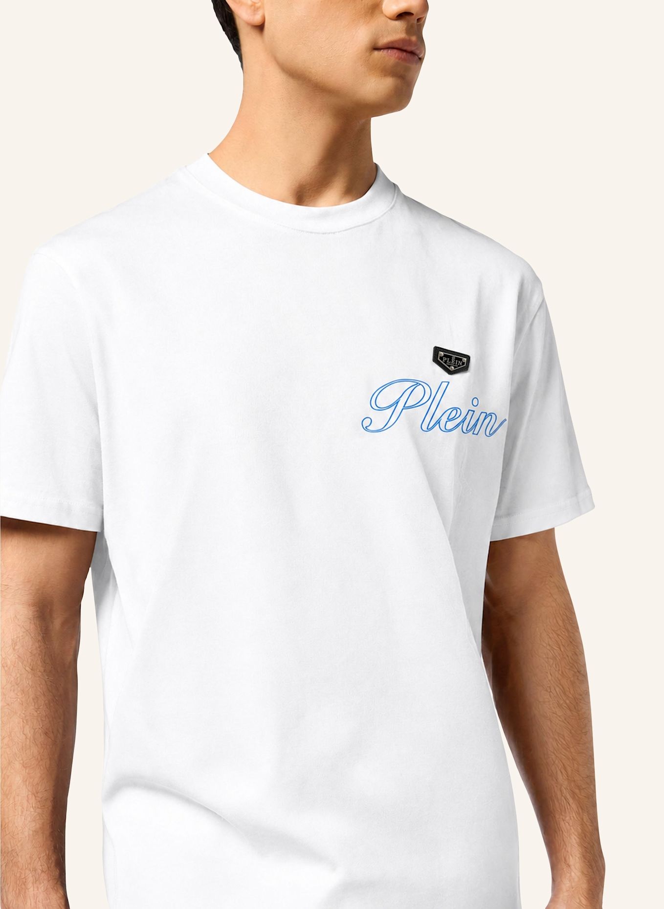 PHILIPP PLEIN Kurzarm-Rundhals-T-Shirt: WEISS