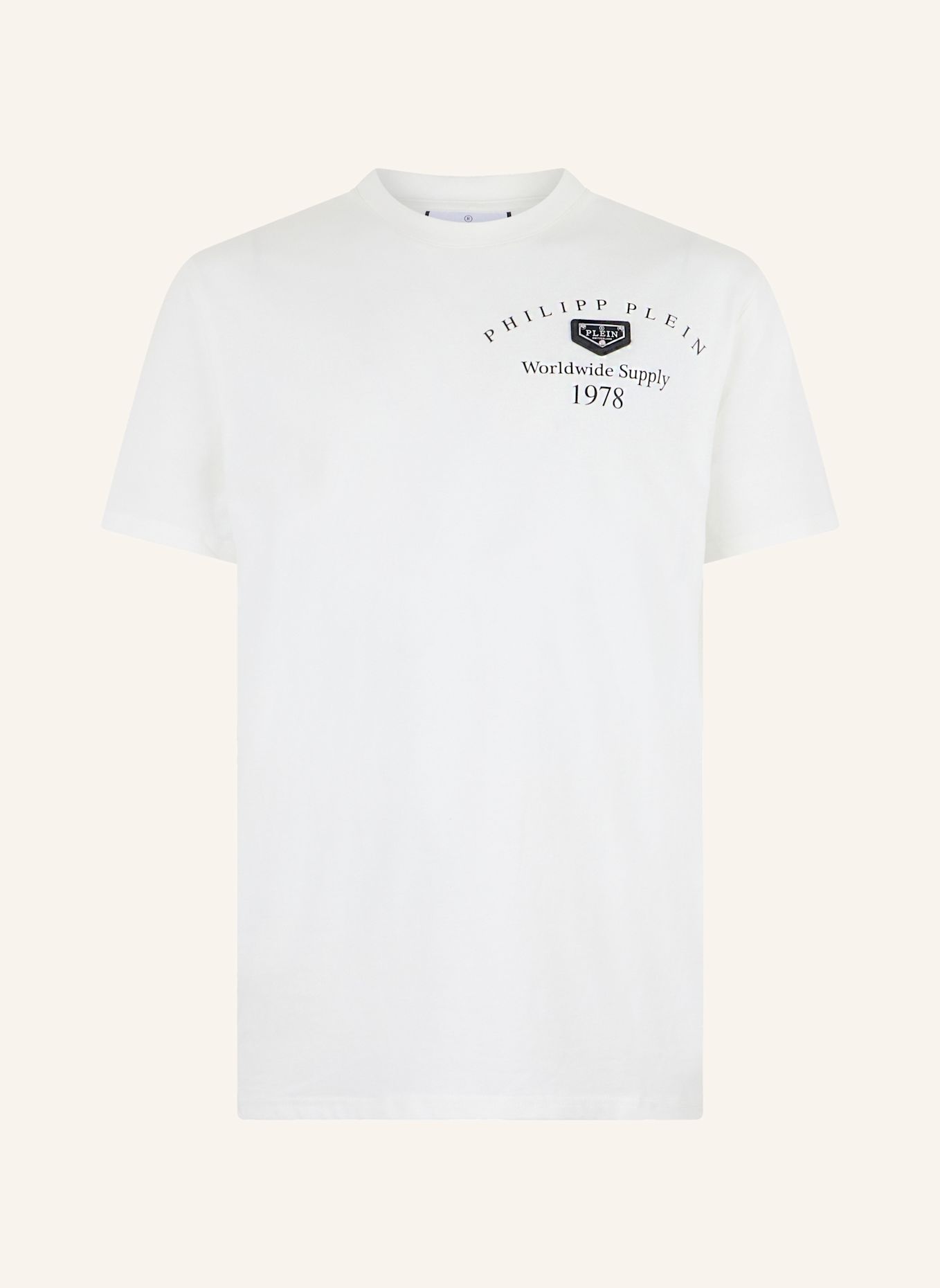 PHILIPP PLEIN Kurzarm-Rundhals-T-Shirt: WEISS