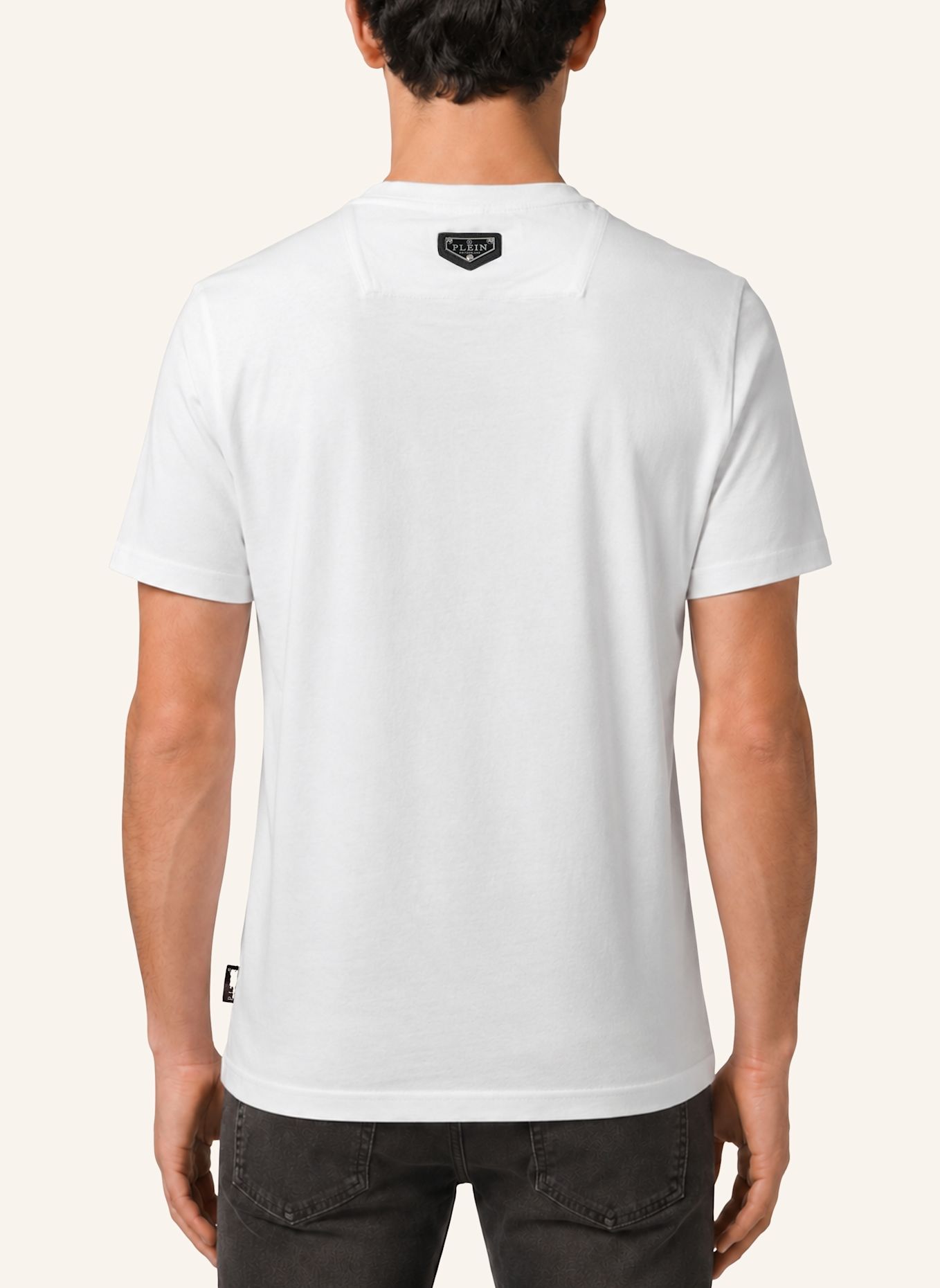PHILIPP PLEIN Kurzarm-Rundhals-T-Shirt: WEISS