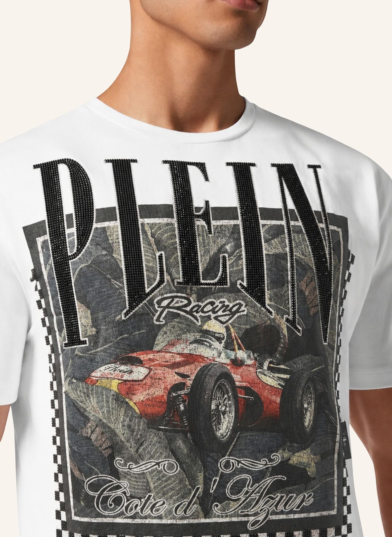 PHILIPP PLEIN Kurzarm-Rundhals-T-Shirt: WEISS