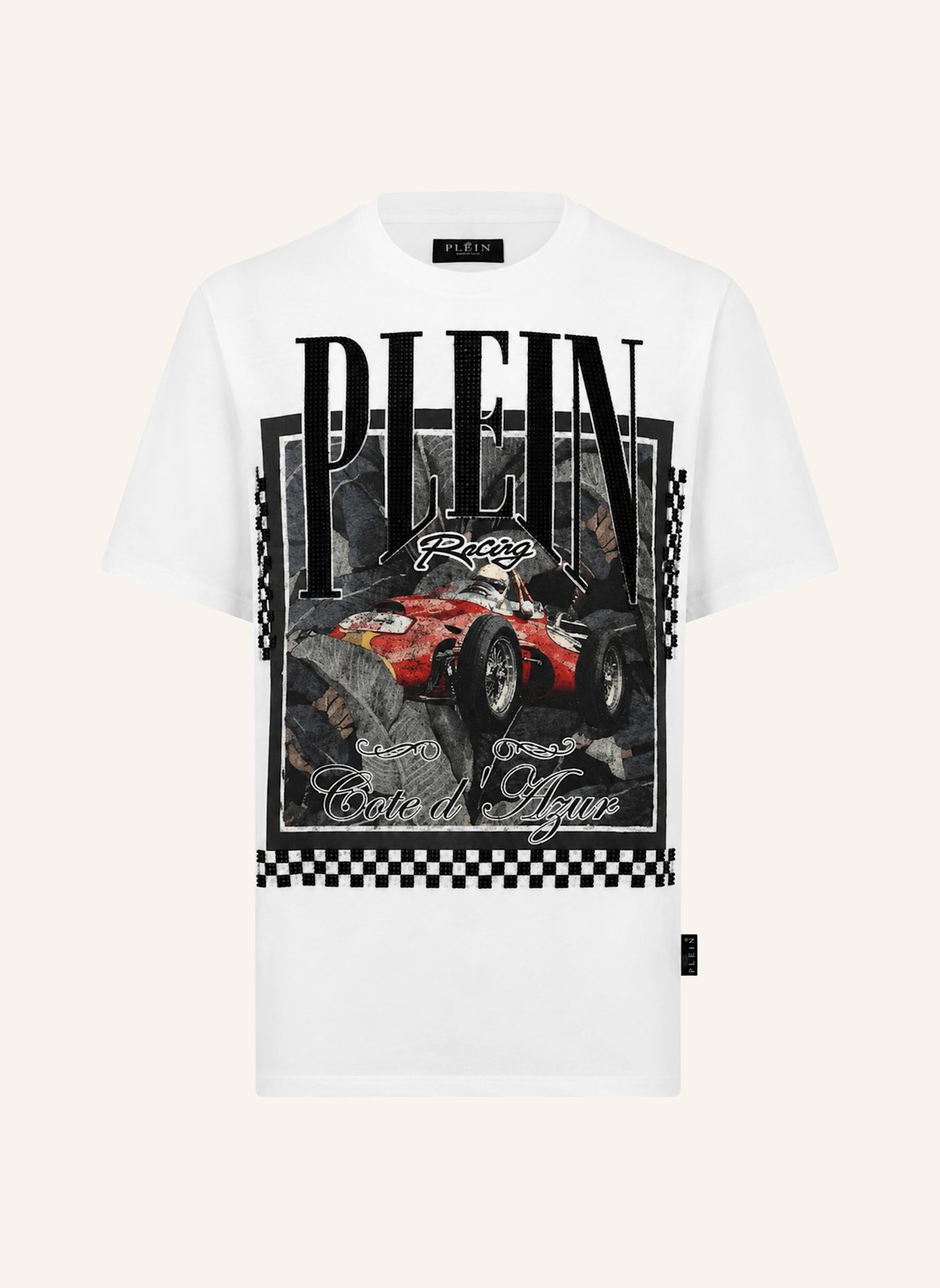 PHILIPP PLEIN Kurzarm-Rundhals-T-Shirt: WEISS