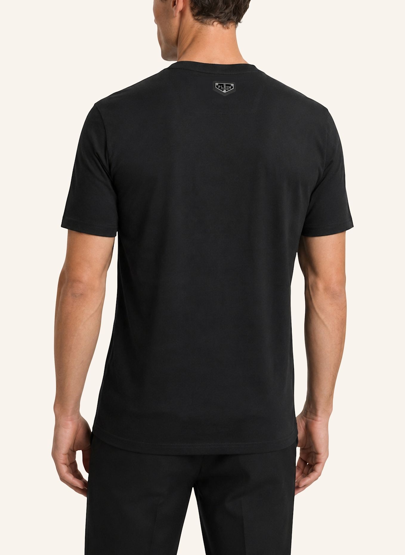 PHILIPP PLEIN Kurzarm-Rundhals-T-Shirt HEXAGON: SCHWARZ