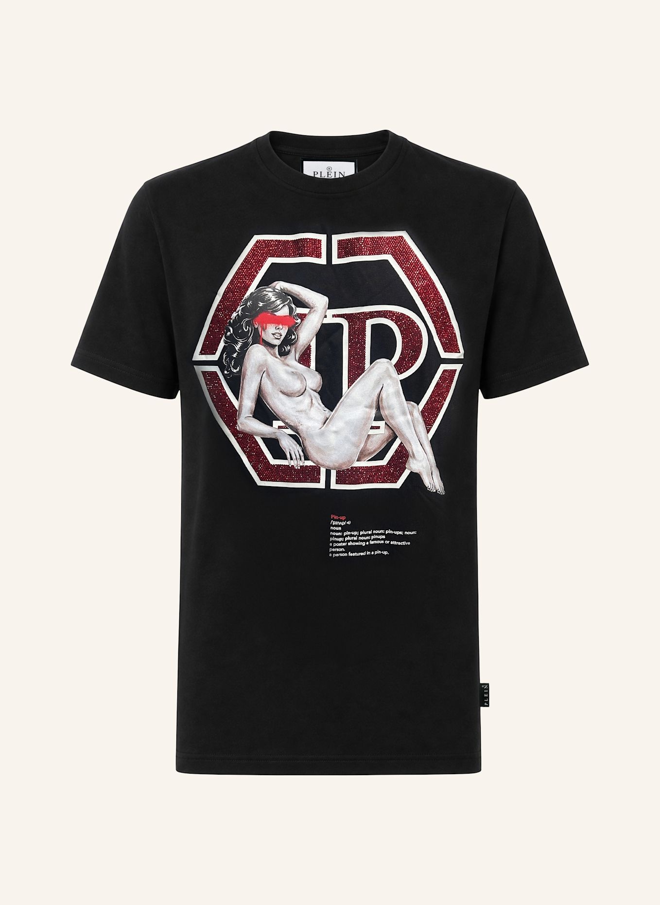 PHILIPP PLEIN Kurzarm-Rundhals-T-Shirt HEXAGON: SCHWARZ
