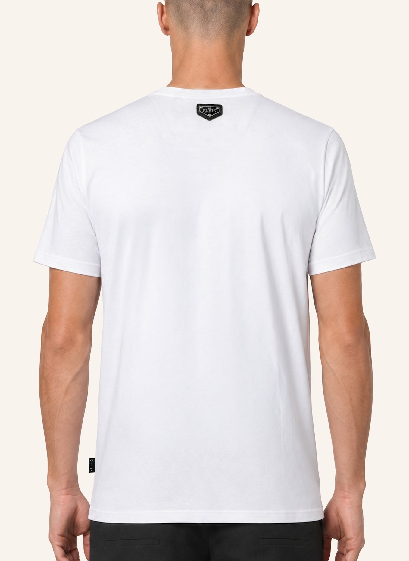 PHILIPP PLEIN Kurzarm-Rundhals-T-Shirt: WEISS