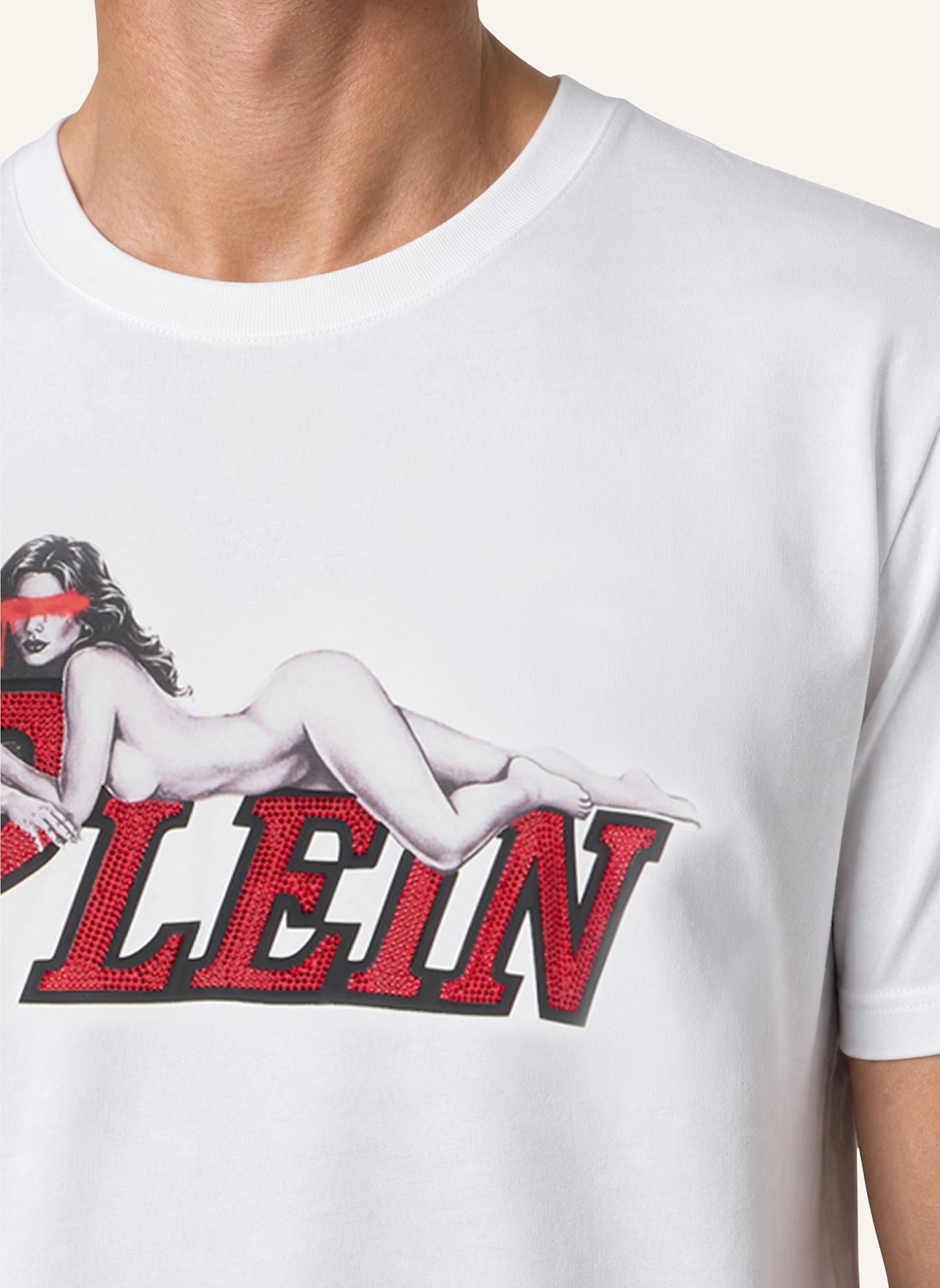 PHILIPP PLEIN Kurzarm-Rundhals-T-Shirt: WEISS