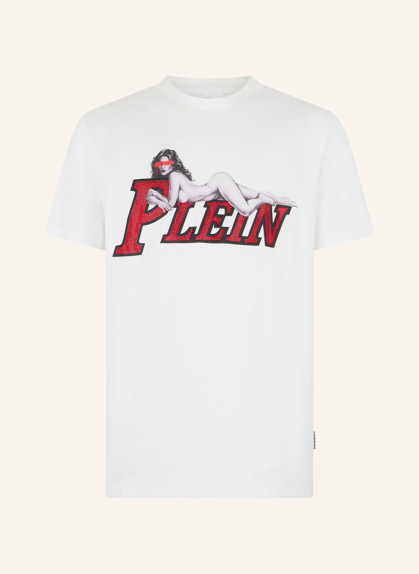 PHILIPP PLEIN Kurzarm-Rundhals-T-Shirt: WEISS