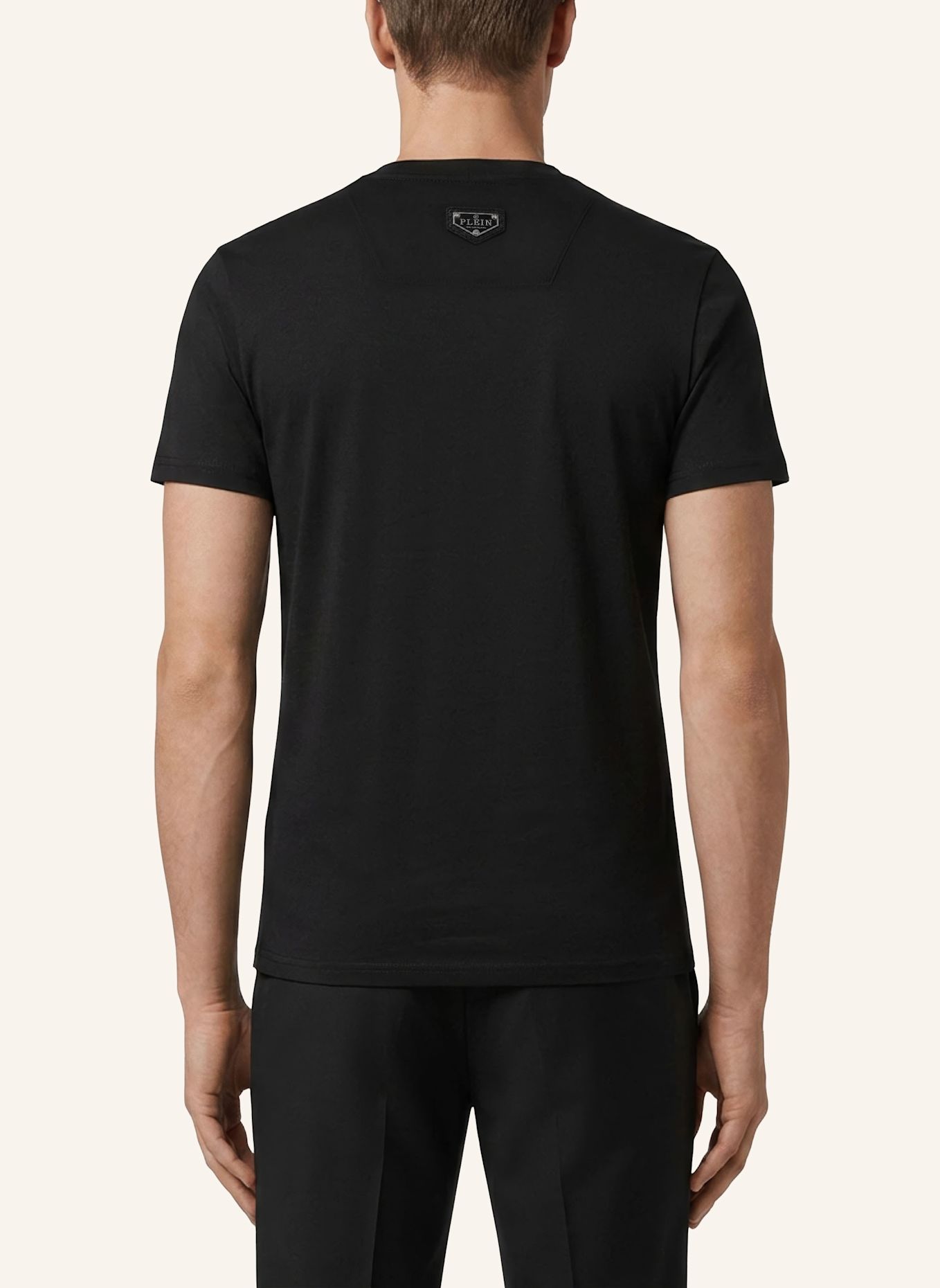 PHILIPP PLEIN Kurzarm-Rundhals-T-Shirt DUCK: SCHWARZ