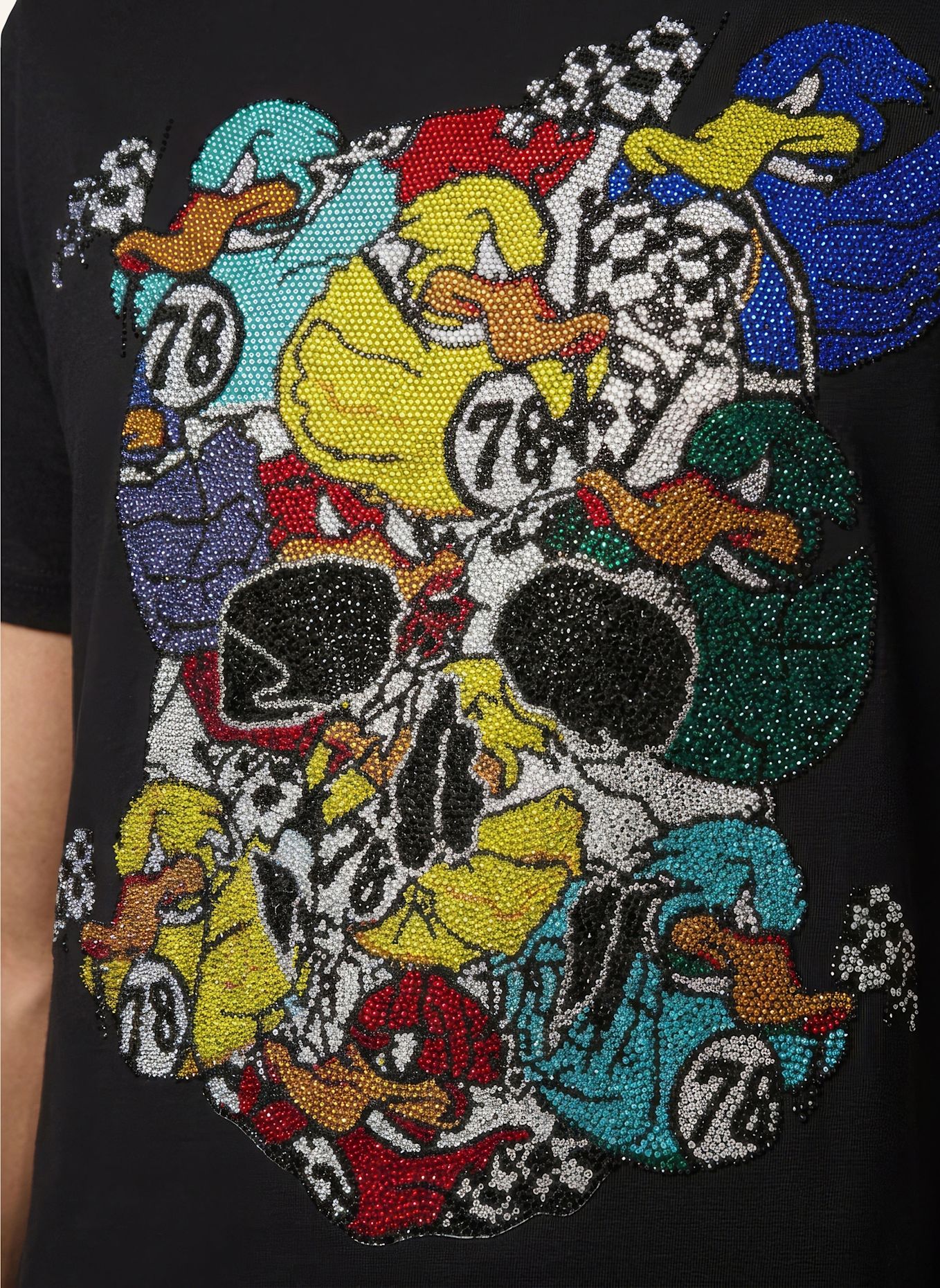 PHILIPP PLEIN Kurzarm-Rundhals-T-Shirt DUCK: SCHWARZ