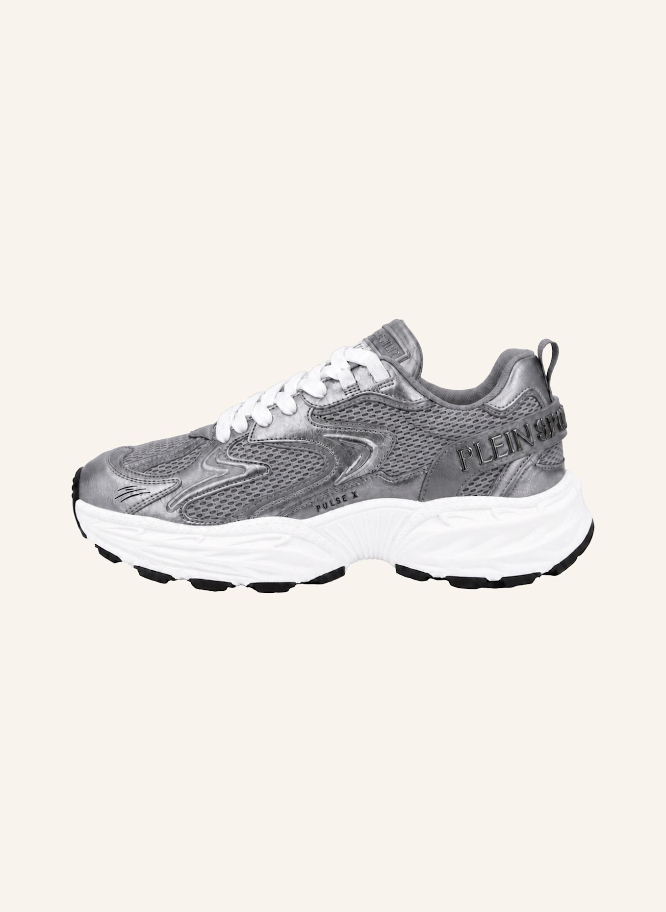 PLEIN SPORT Laufschuh: WEISS / SILBER