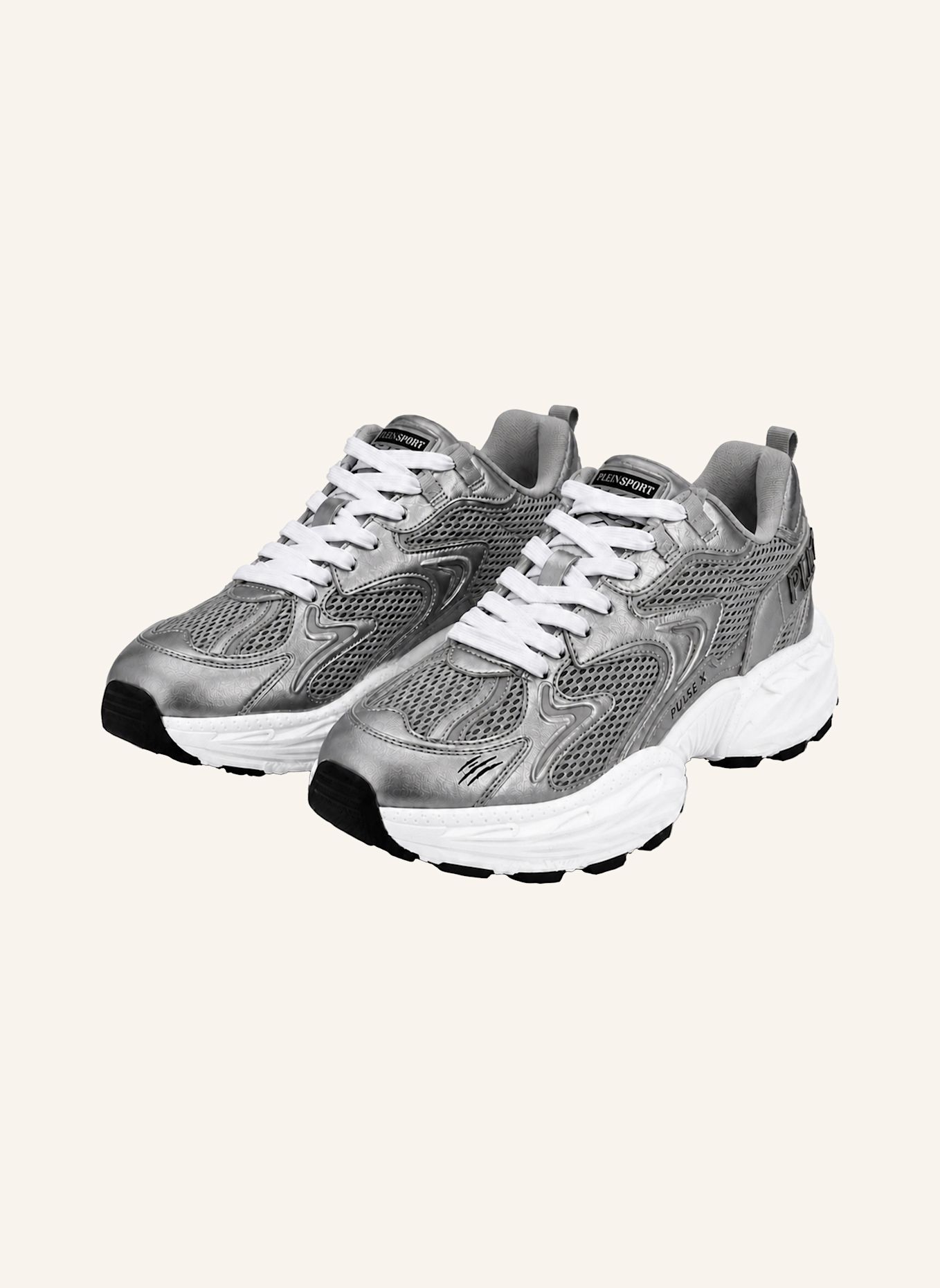 PLEIN SPORT Laufschuh: WEISS / SILBER