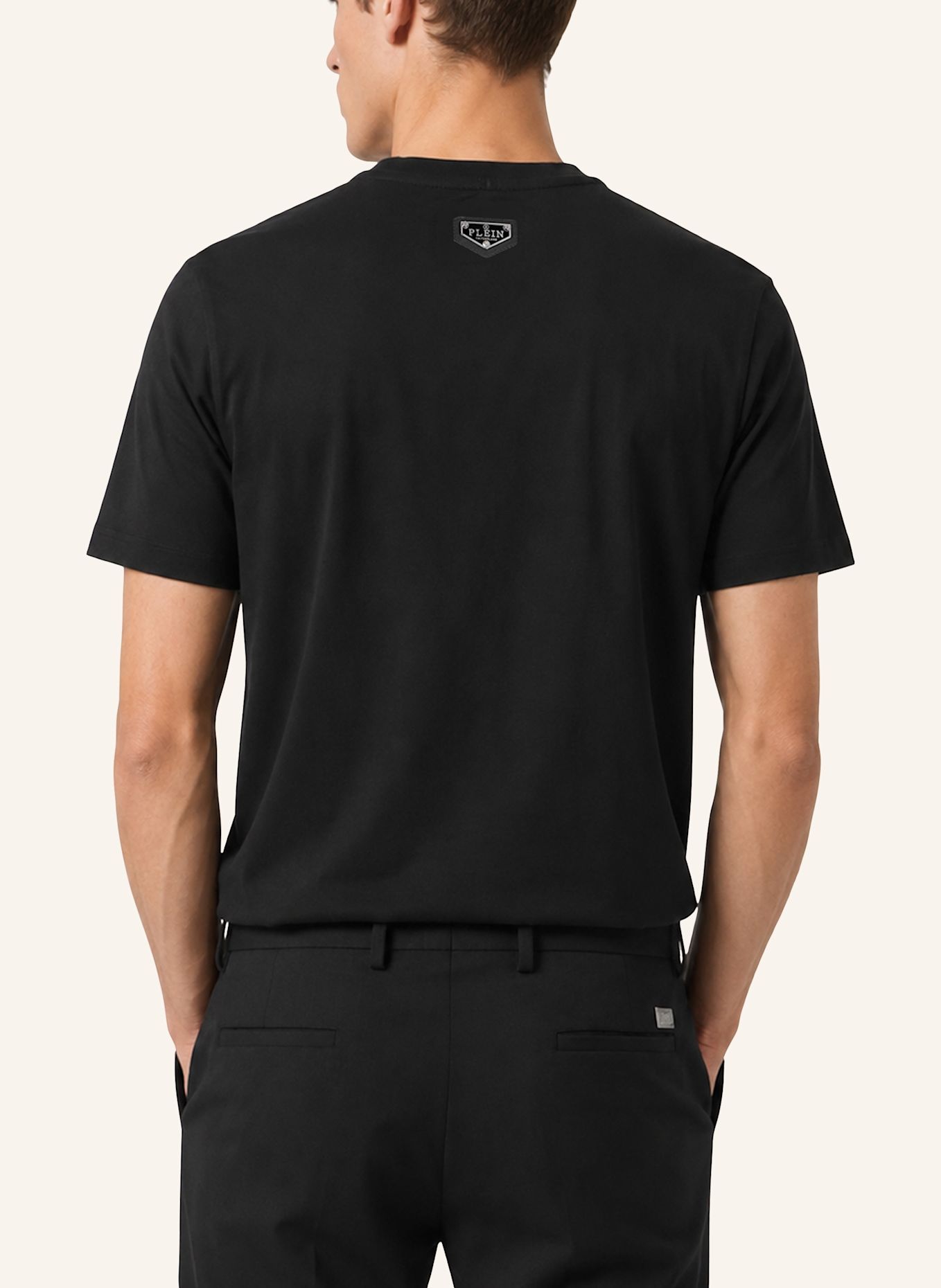 PHILIPP PLEIN Kurzarm-Rundhals-T-Shirt DUCK: SCHWARZ