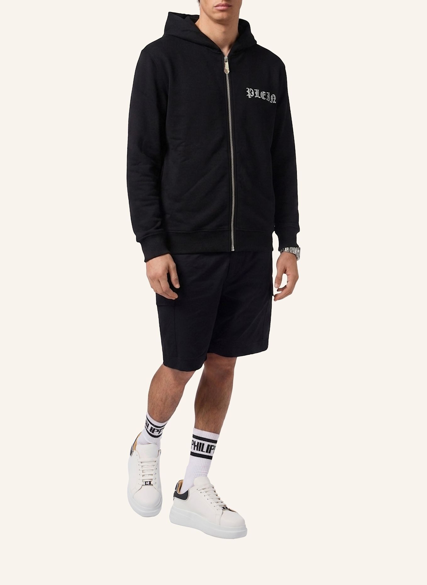 PHILIPP PLEIN Kapuzen-Sweatjacke SKULL: SCHWARZ
