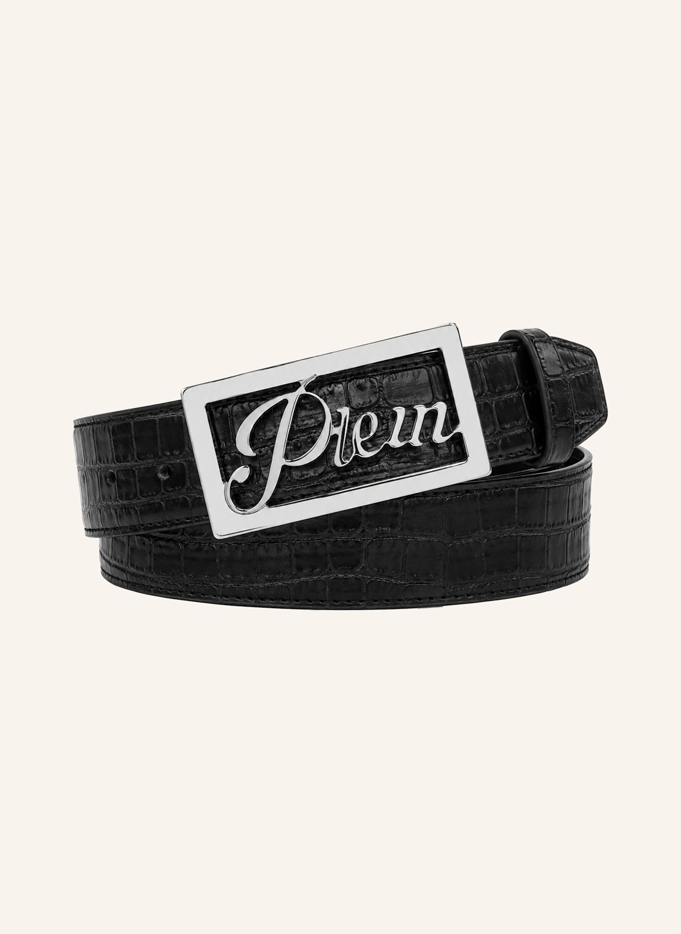 PHILIPP PLEIN Gürtel COCCO: SCHWARZ / SILBER