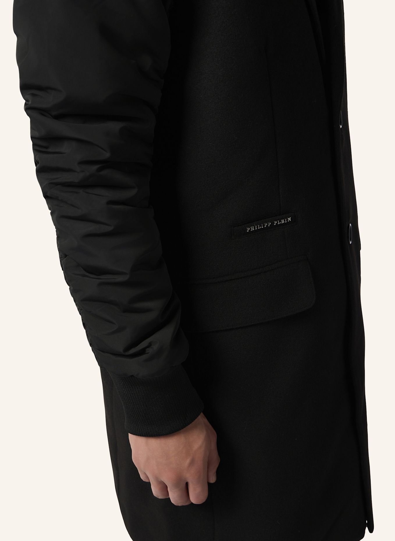 PHILIPP PLEIN Langer Mantel: SCHWARZ