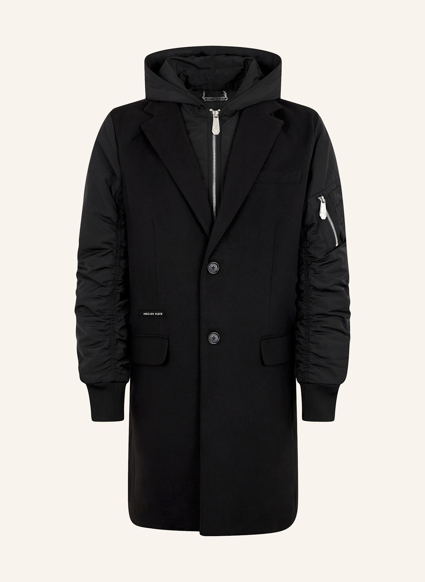 PHILIPP PLEIN Langer Mantel: SCHWARZ