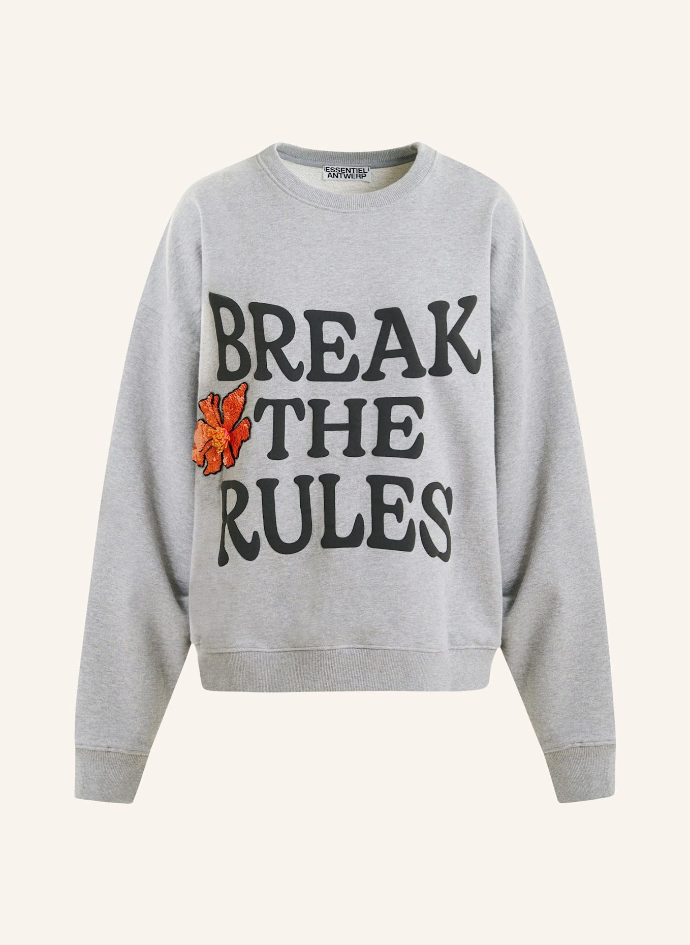 ESSENTIEL ANTWERP Sweatshirt IXPERIENCE: GRAU/ SCHWARZ/ ORANGE