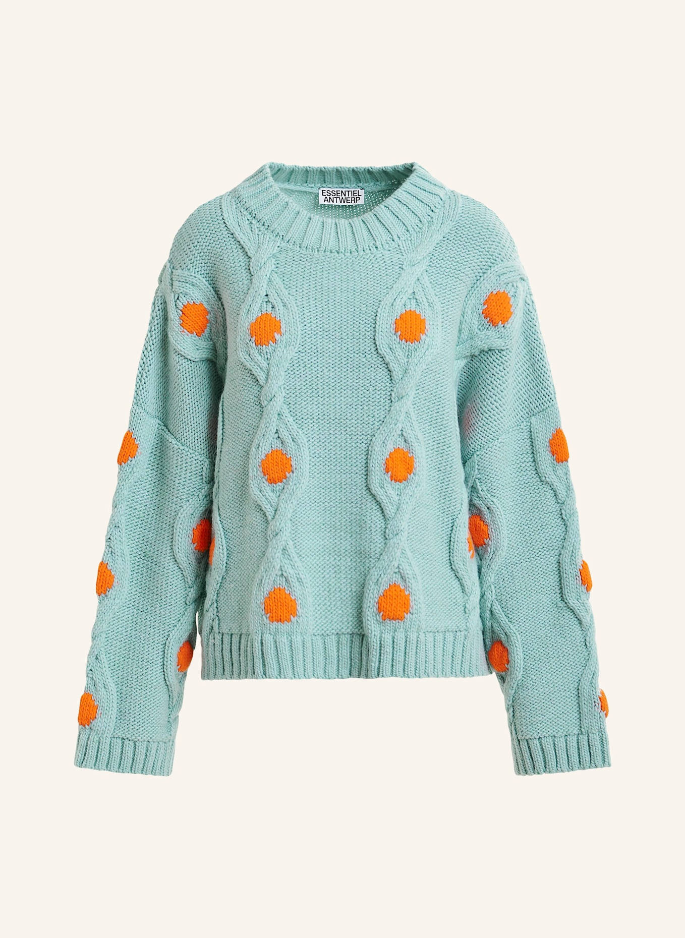 ESSENTIEL ANTWERP Pullover IXEL: ORANGE/ HELLBLAU