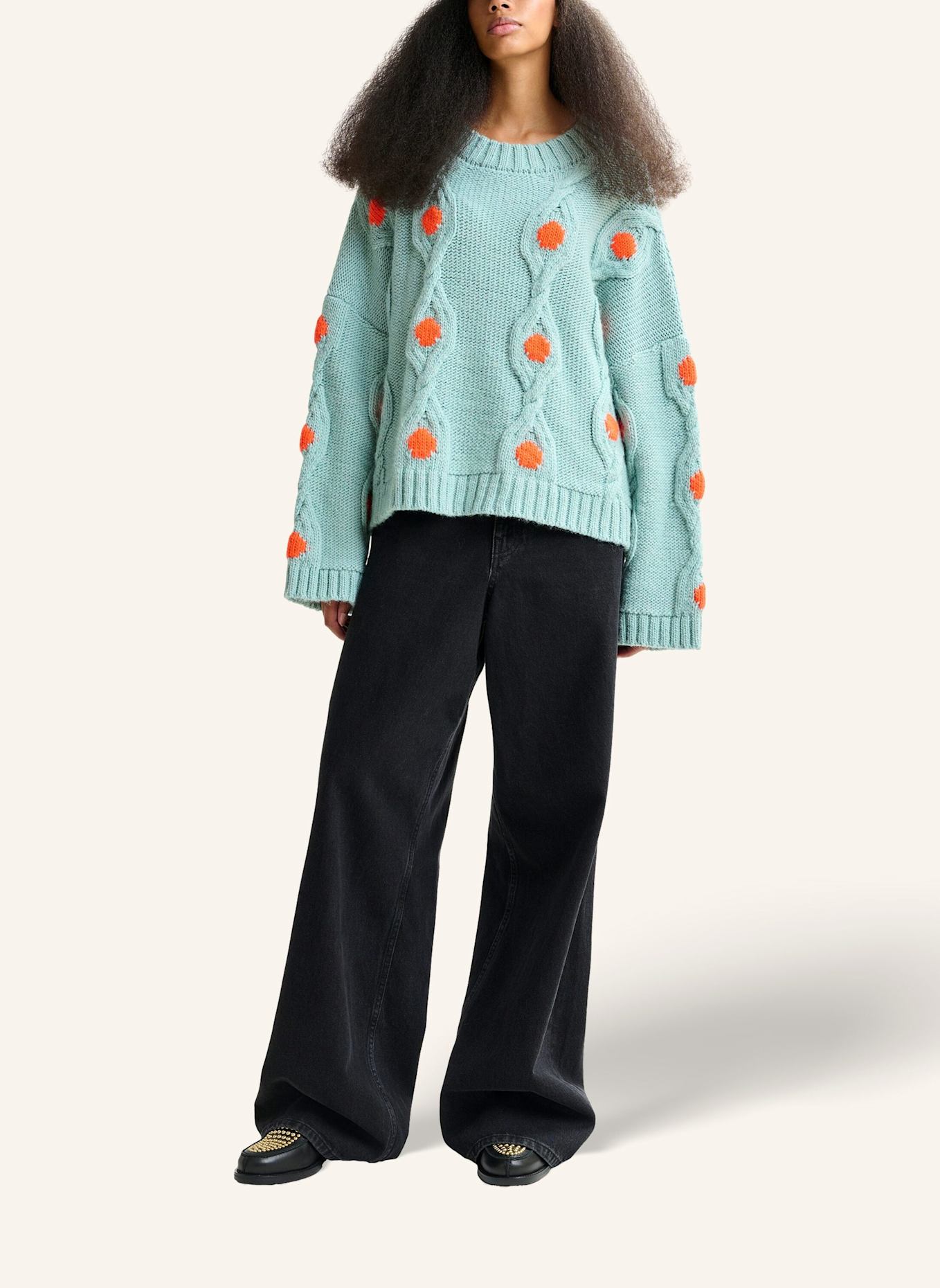 ESSENTIEL ANTWERP Pullover IXEL: ORANGE/ HELLBLAU