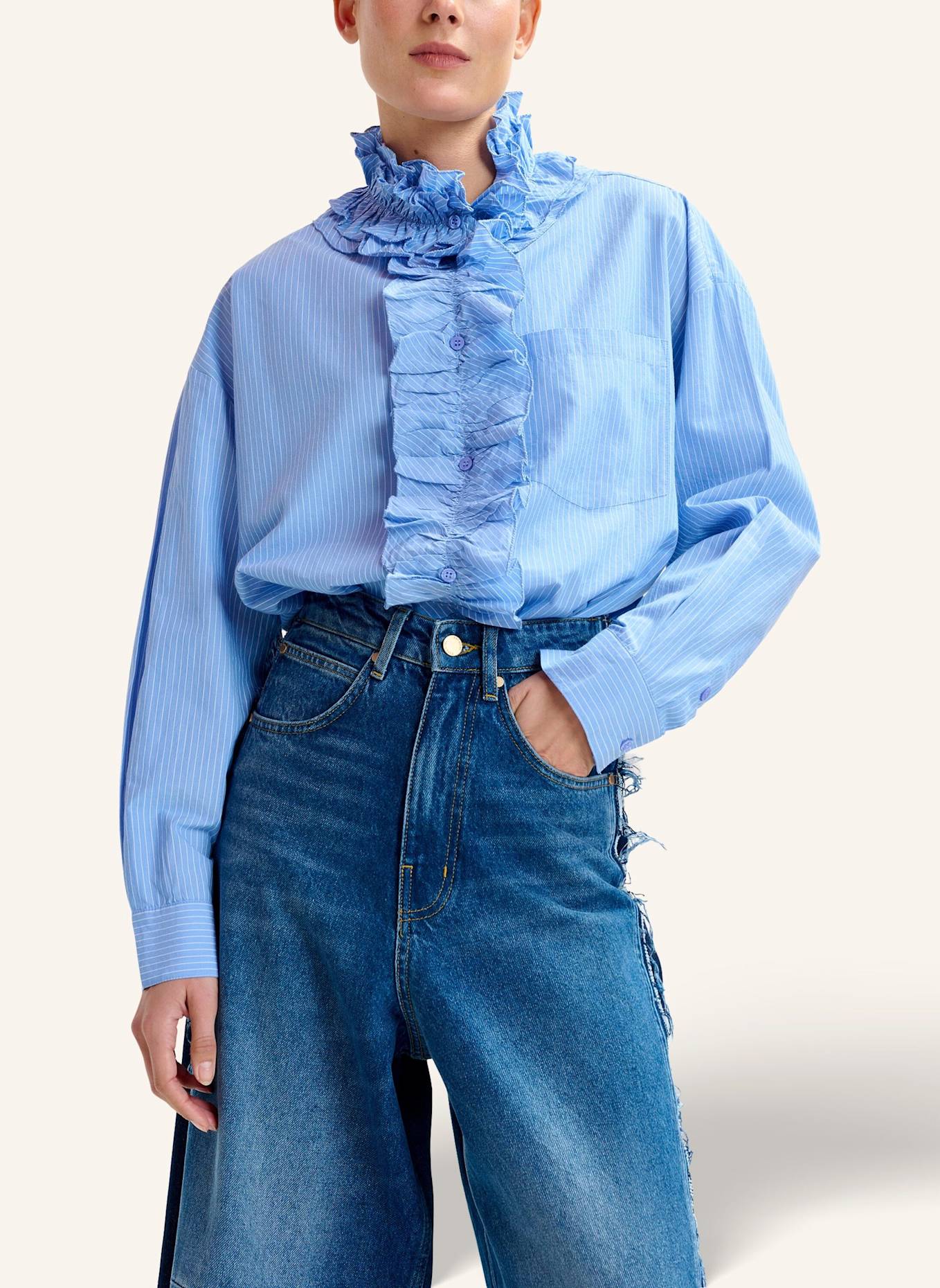 ESSENTIEL ANTWERP Hemd IPOJUCA: BLAU/ WEISS