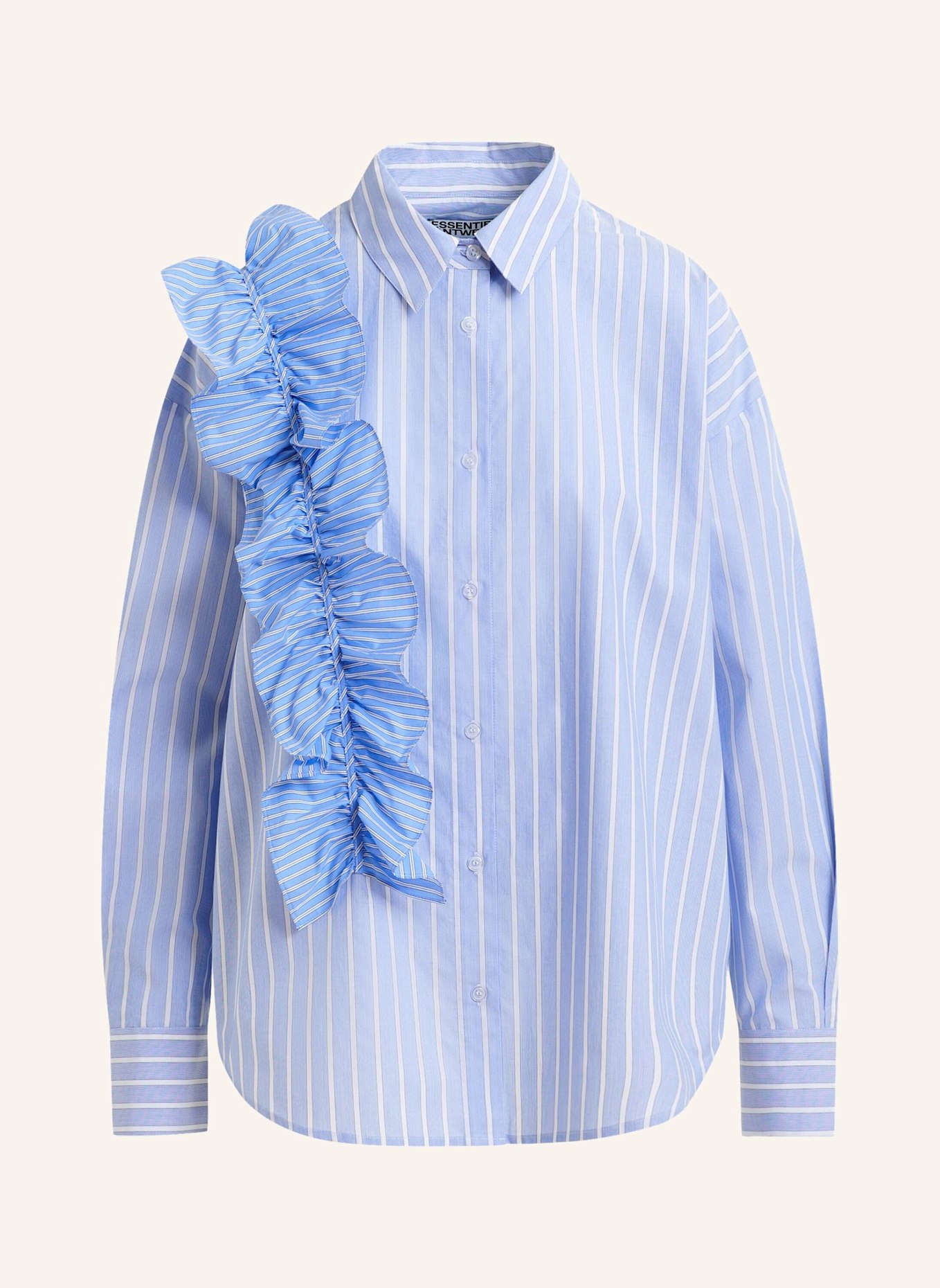 ESSENTIEL ANTWERP Hemdbluse IBODY mit Rüschen: BLAU/ WEISS