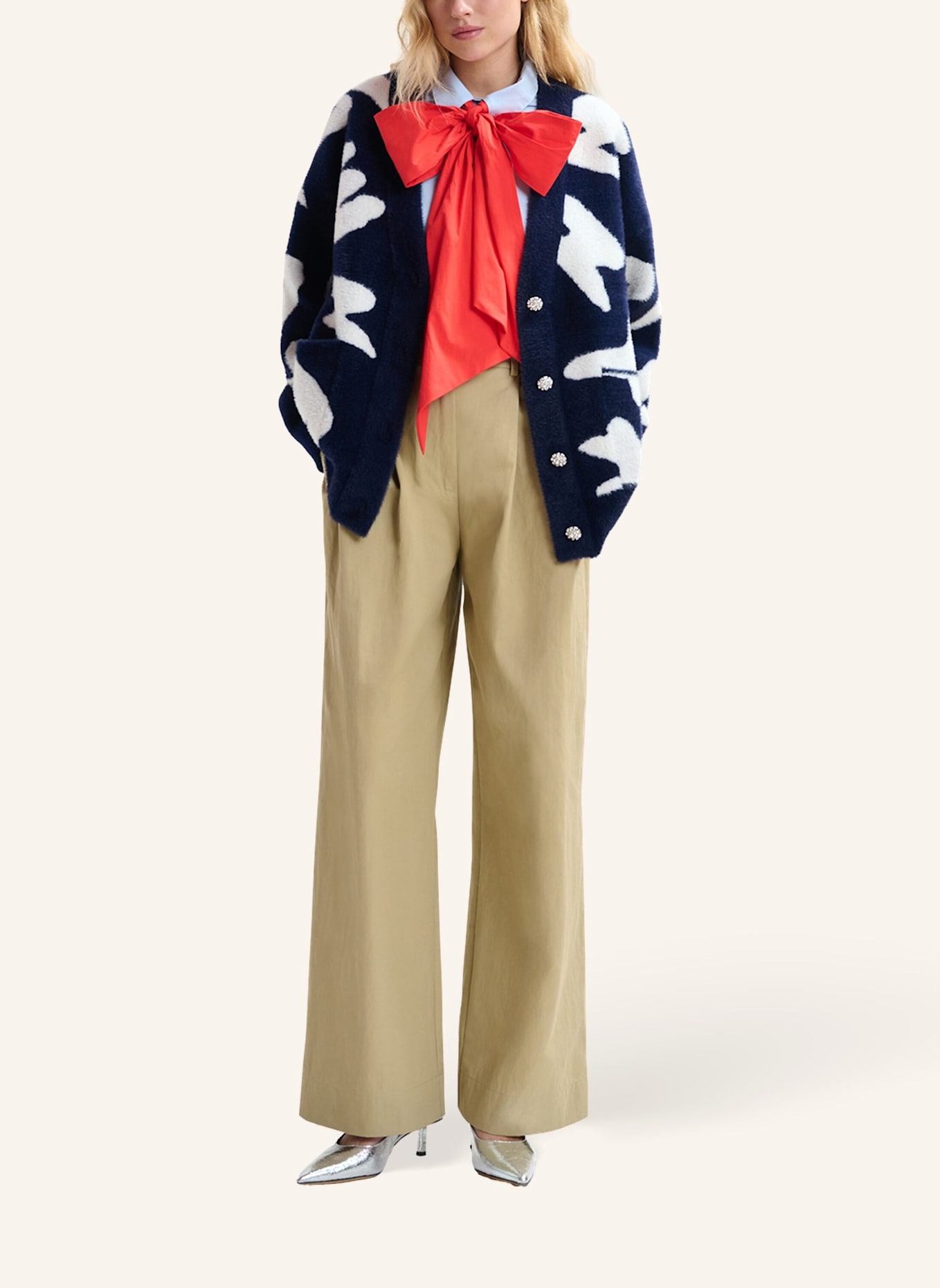 ESSENTIEL ANTWERP Strickjacke JARDEN: WEISS/ BLAU