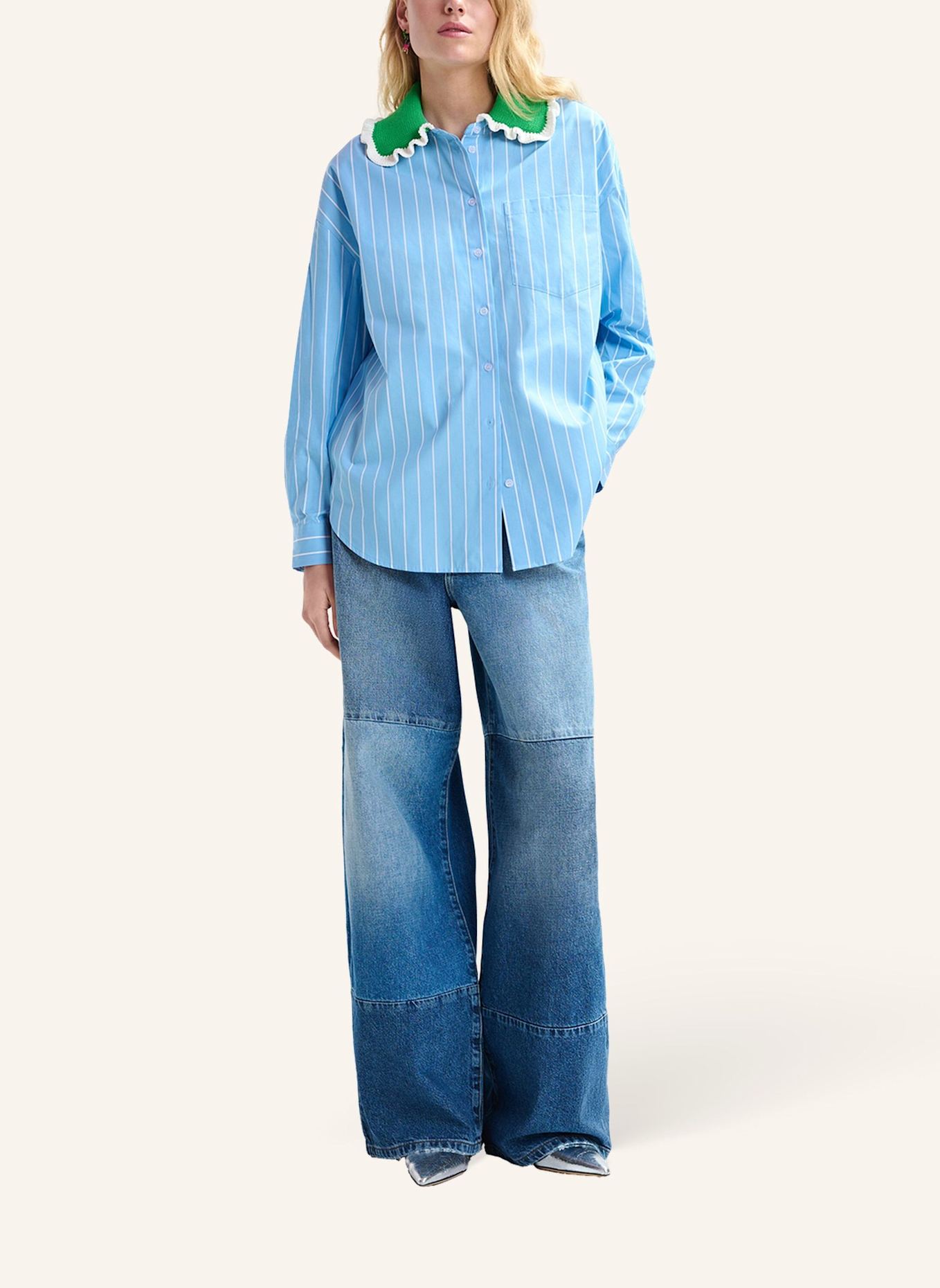 ESSENTIEL ANTWERP Hemd JOYFUL: GRÜN/ BLAU/ WEISS