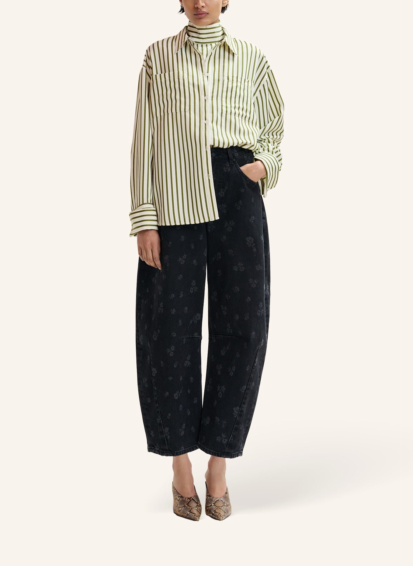 ESSENTIEL ANTWERP Hemd JANNA: GRÜN/ WEISS