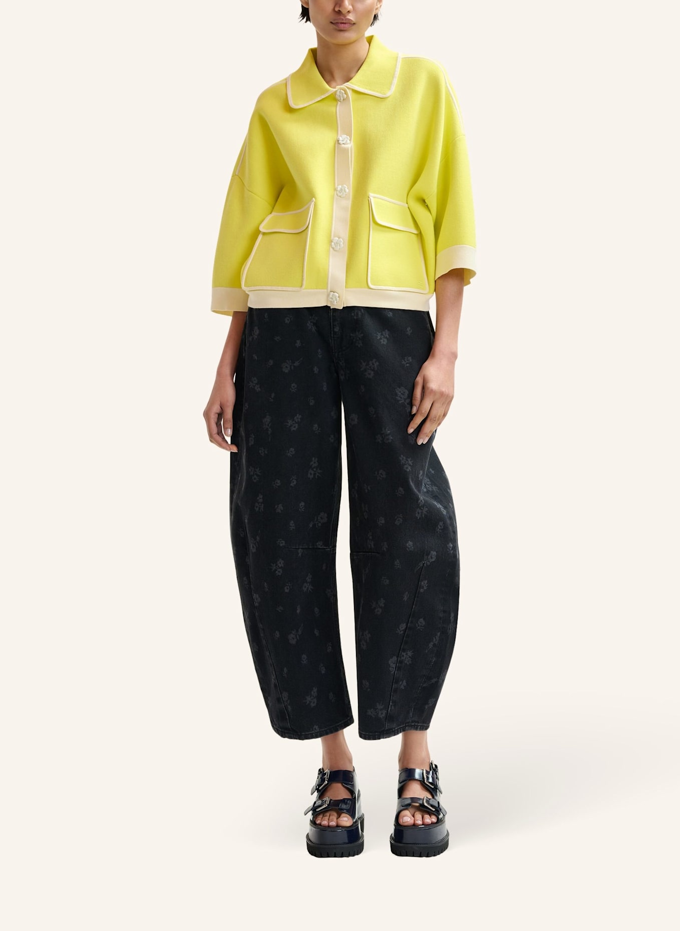 ESSENTIEL ANTWERP Strickjacke JUGLY: GELB/ WEISS