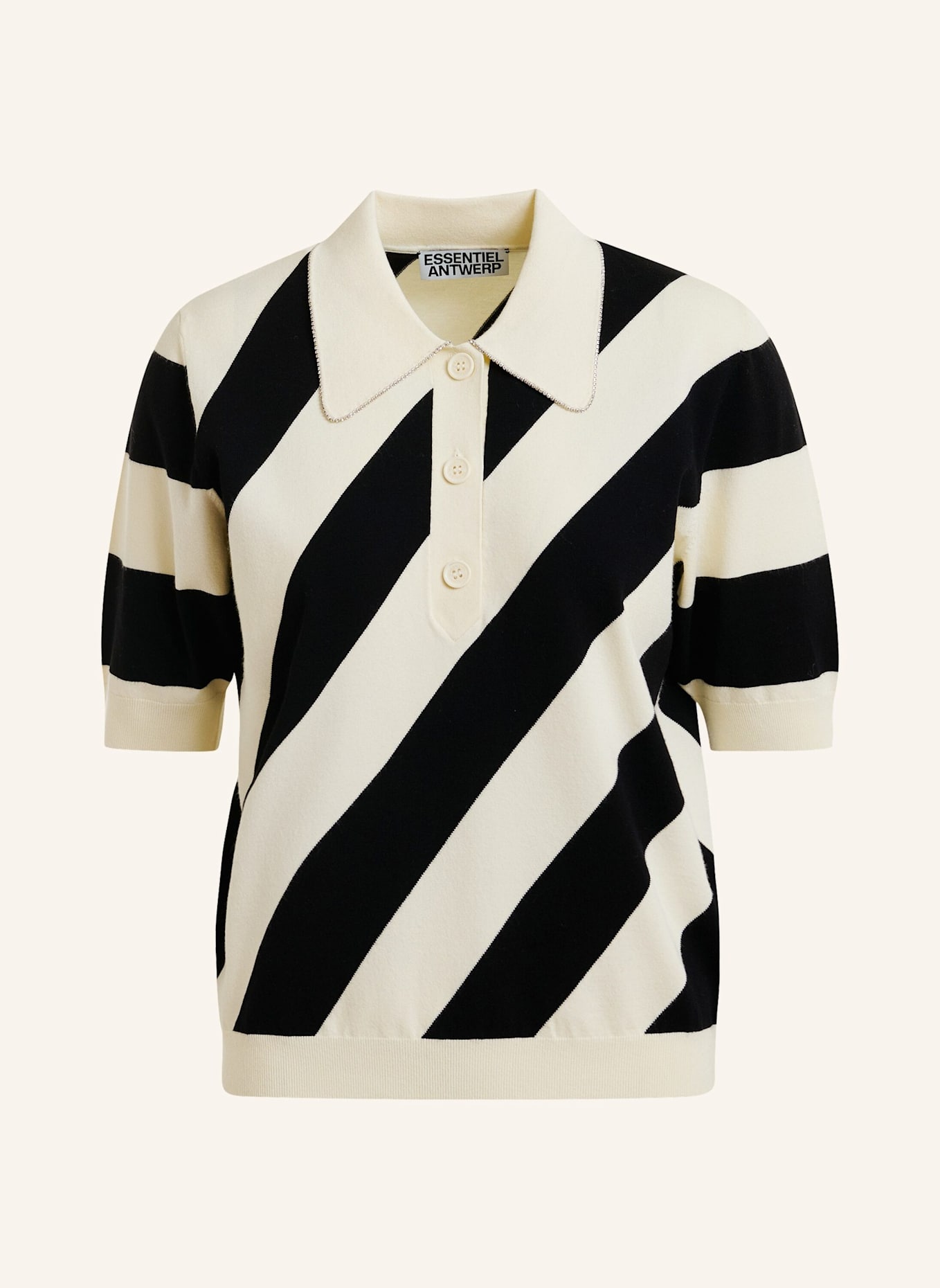 ESSENTIEL ANTWERP Strickpolo JORAM: SCHWARZ/ WEISS