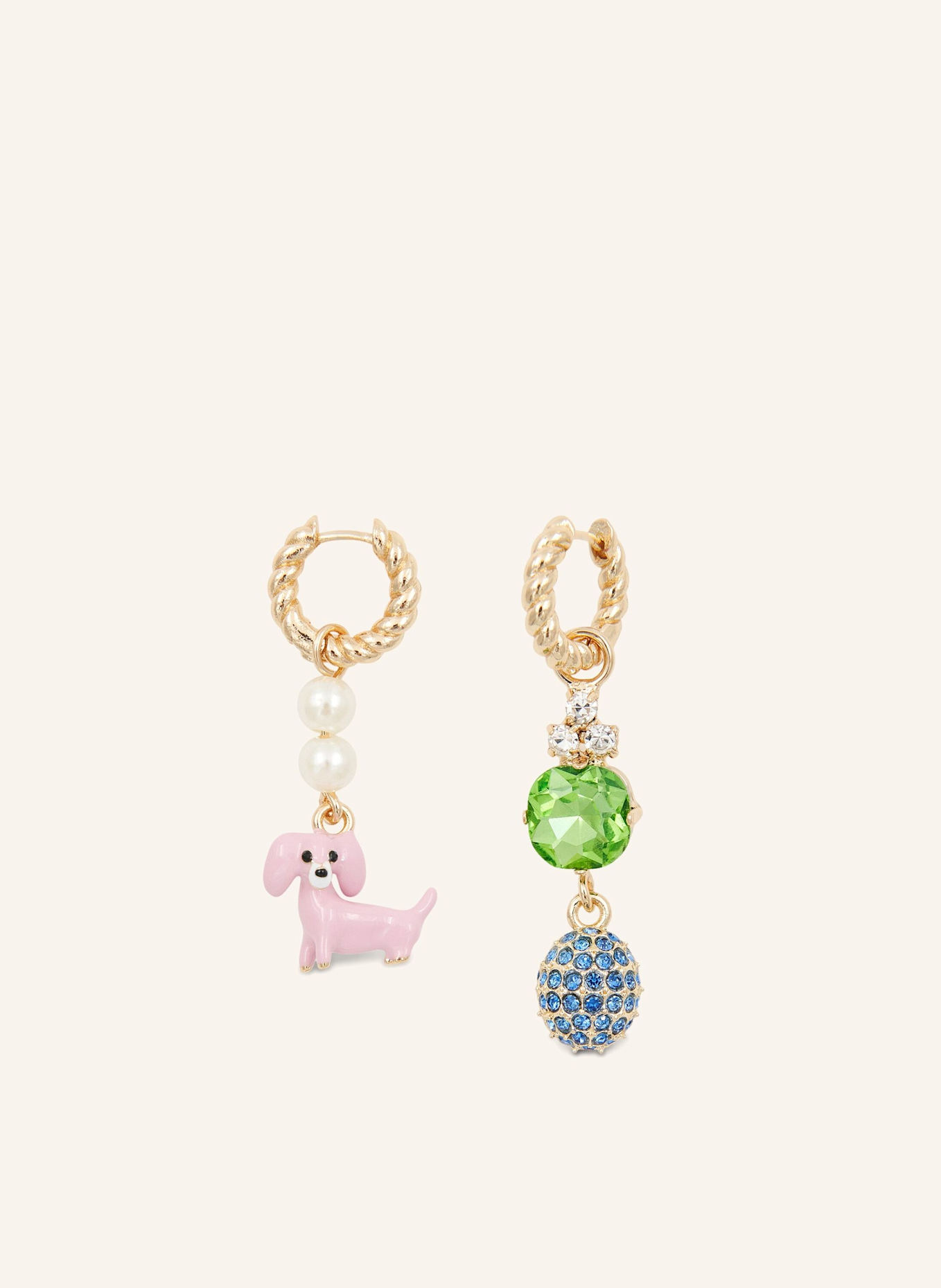 ESSENTIEL ANTWERP Ohrringe JEROD: GRÜN/ ROSA/ GOLD