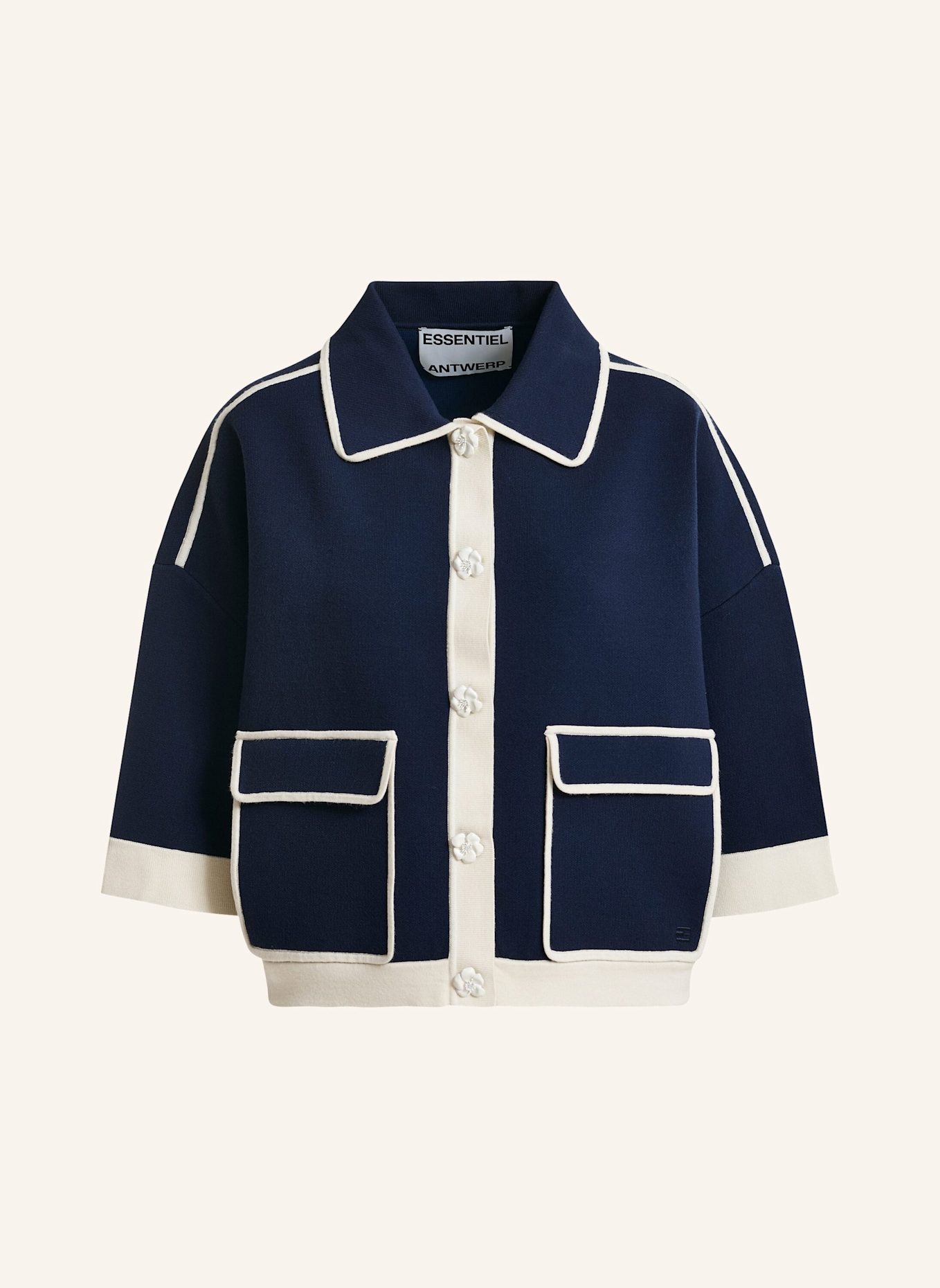 ESSENTIEL ANTWERP Strickjacke JUGLY: BLAU/ WEISS