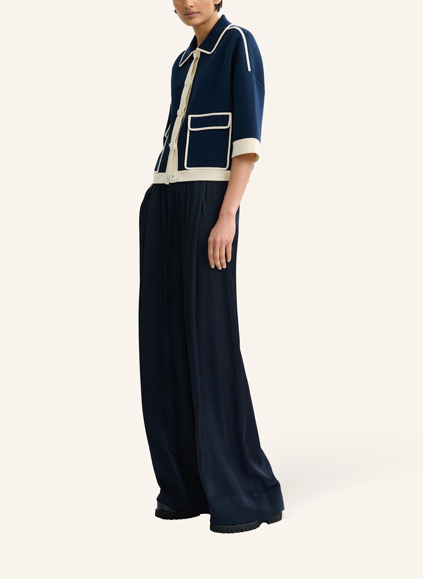 ESSENTIEL ANTWERP Strickjacke JUGLY: BLAU/ WEISS