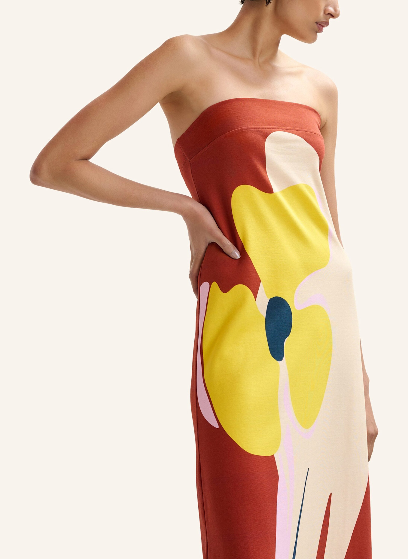 ESSENTIEL ANTWERP Kleid JANNICK: GELB/ CREME/ BRAUN