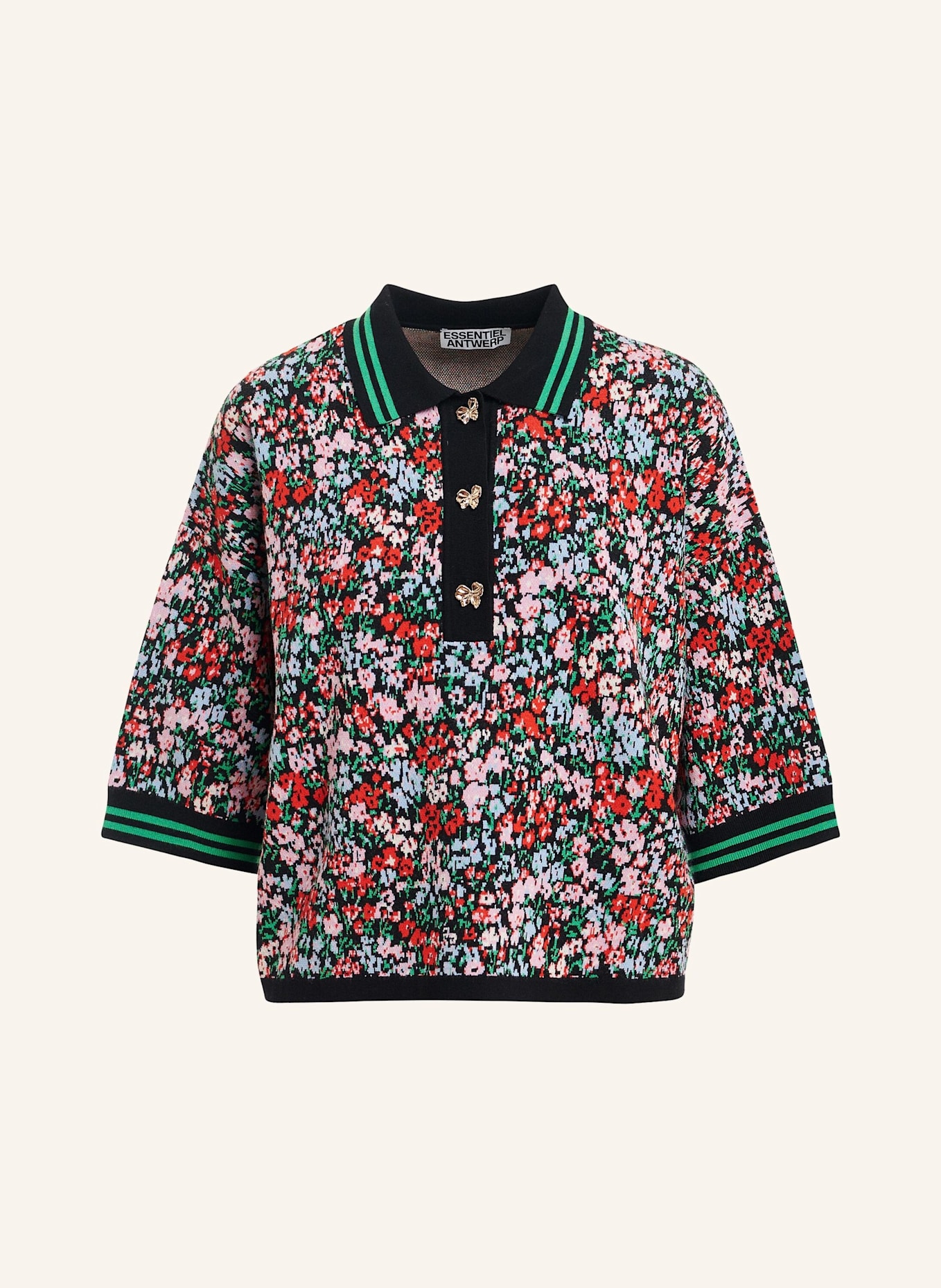 ESSENTIEL ANTWERP Polo KARTOS: GRÜN/ BLAU