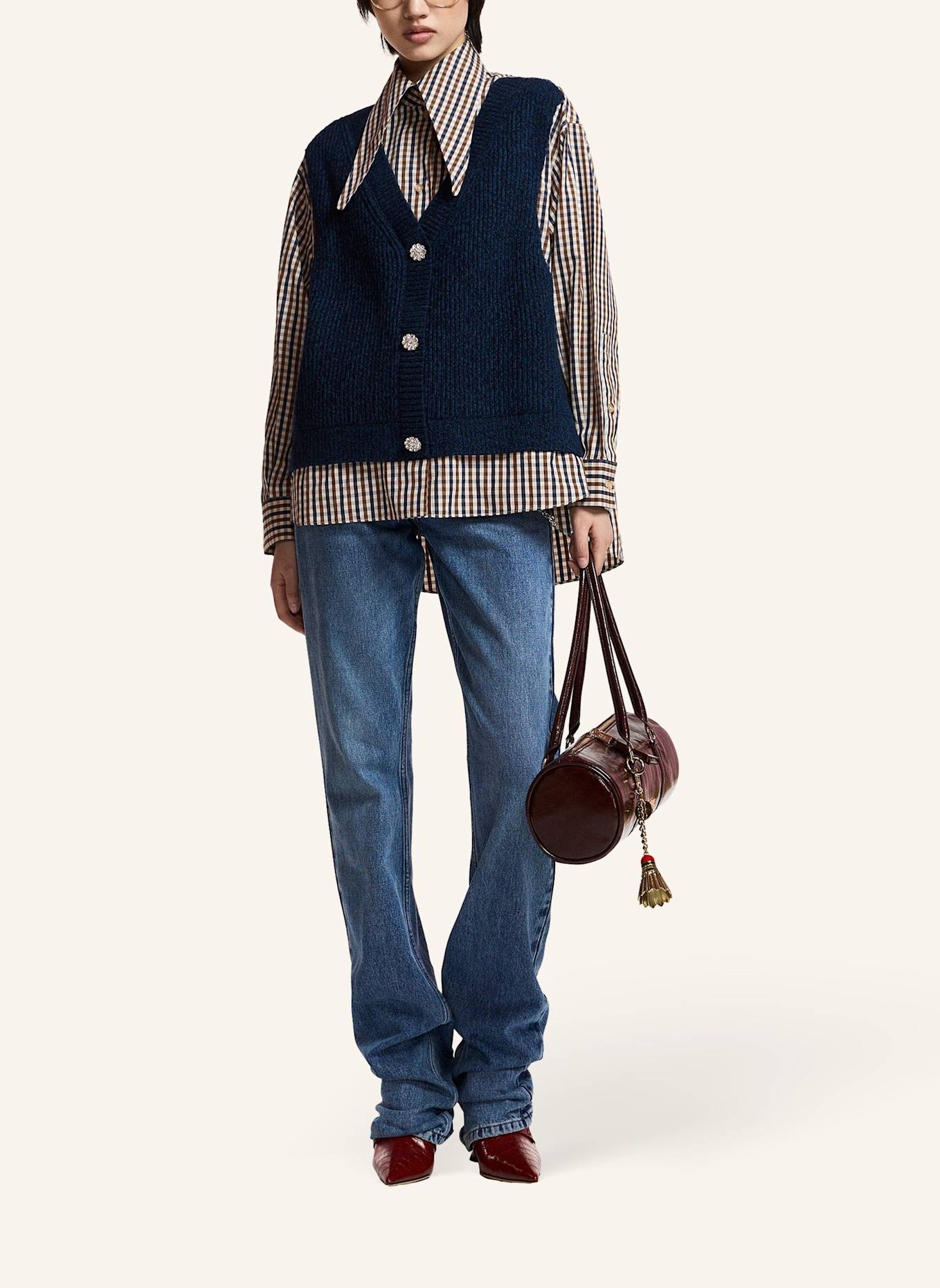 ESSENTIEL ANTWERP Hemd KUTE: BLAU/ WEISS/ BRAUN