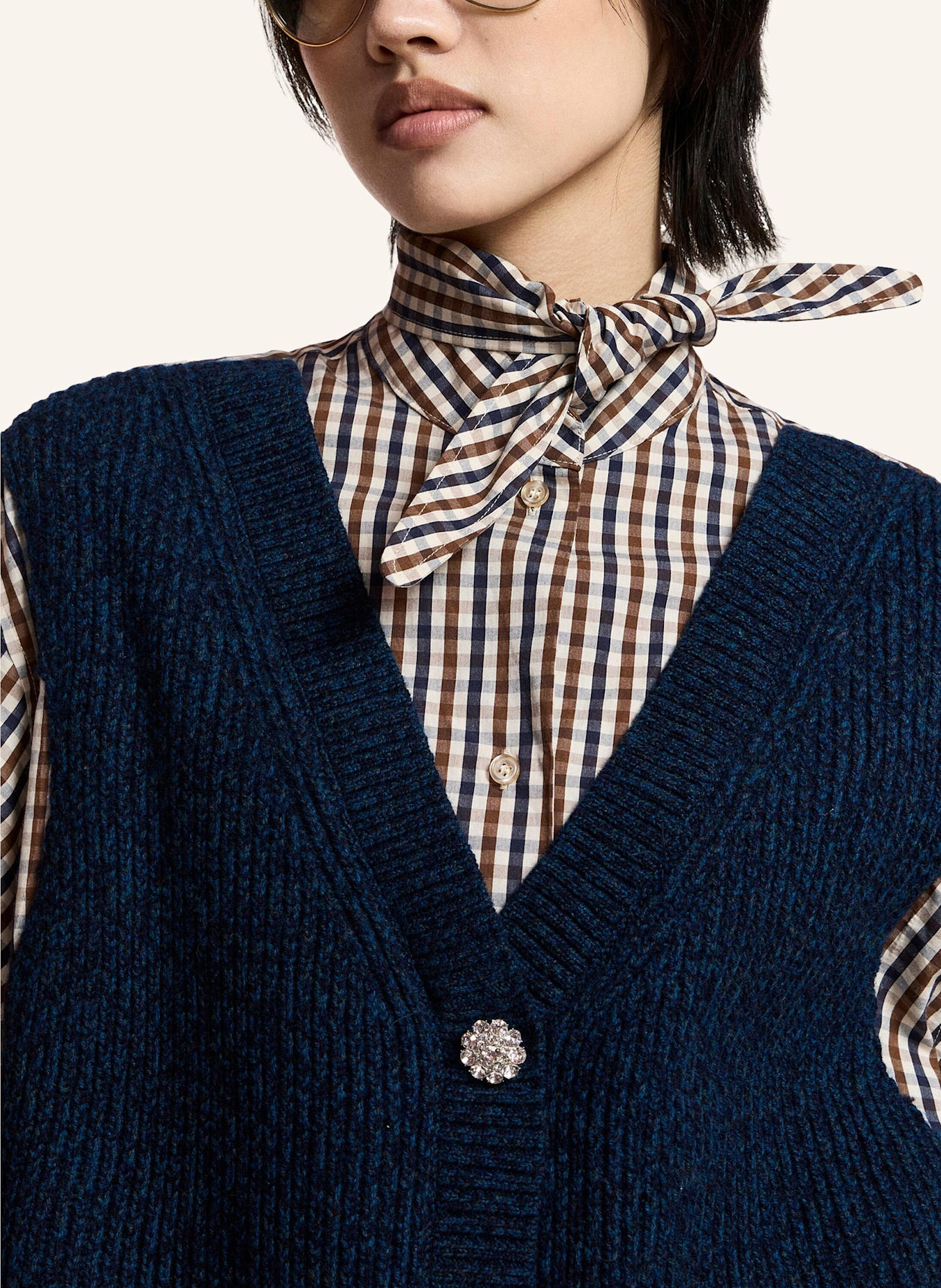 ESSENTIEL ANTWERP Hemd KUTE: BLAU/ WEISS/ BRAUN