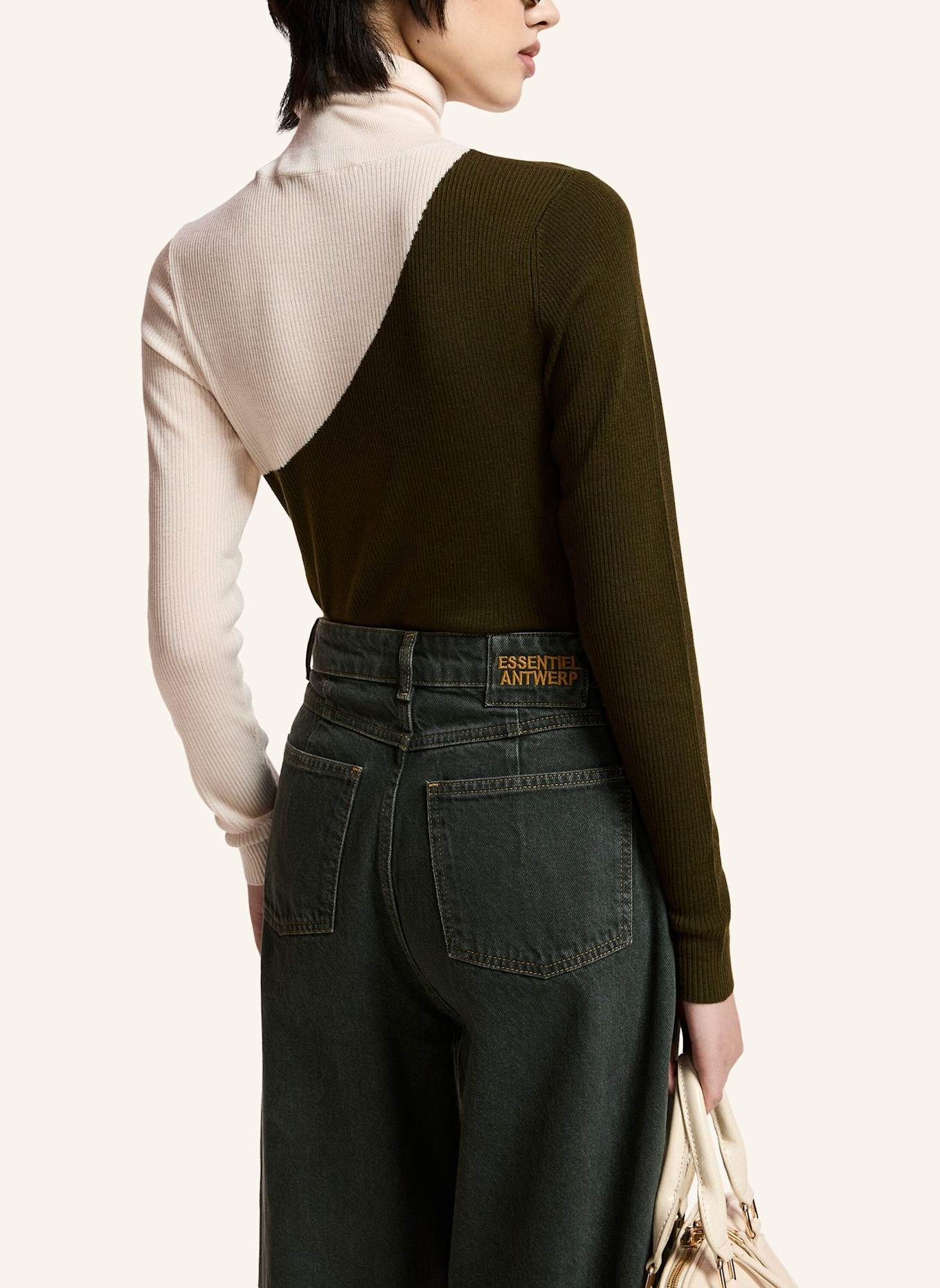 ESSENTIEL ANTWERP Pullover KONCERT: KHAKI / WEISS
