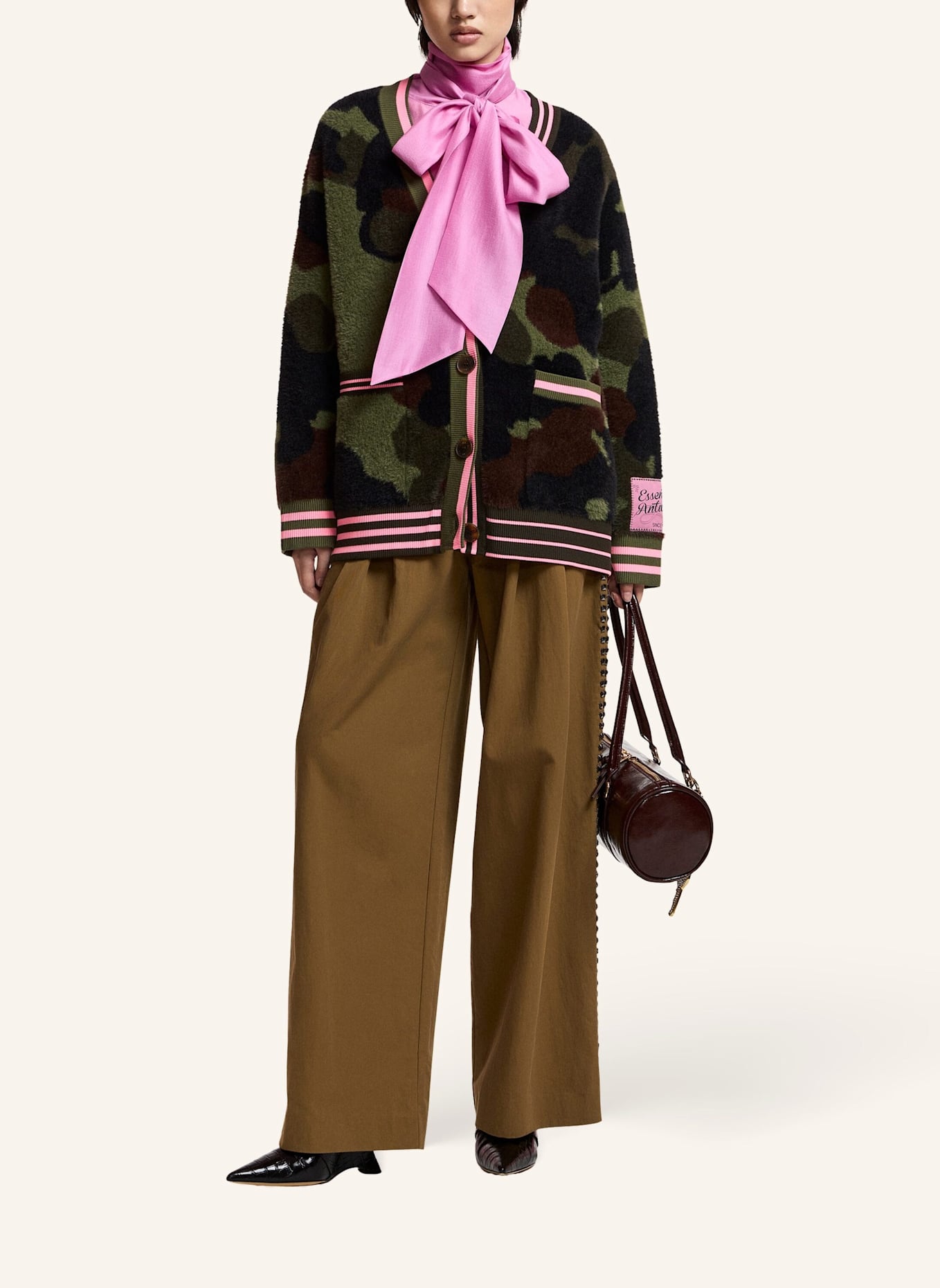 ESSENTIEL ANTWERP Strickjacke KAMOO: ROSA/ BRAUN/ KHAKI