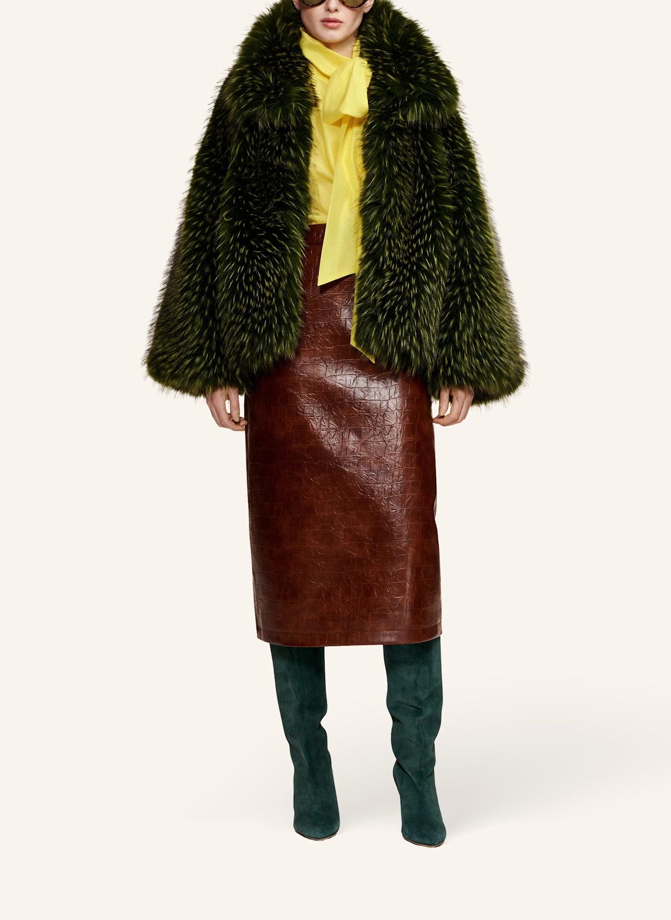 ESSENTIEL ANTWERP Kunstfell-Jacke KASTANJE: GRÜN