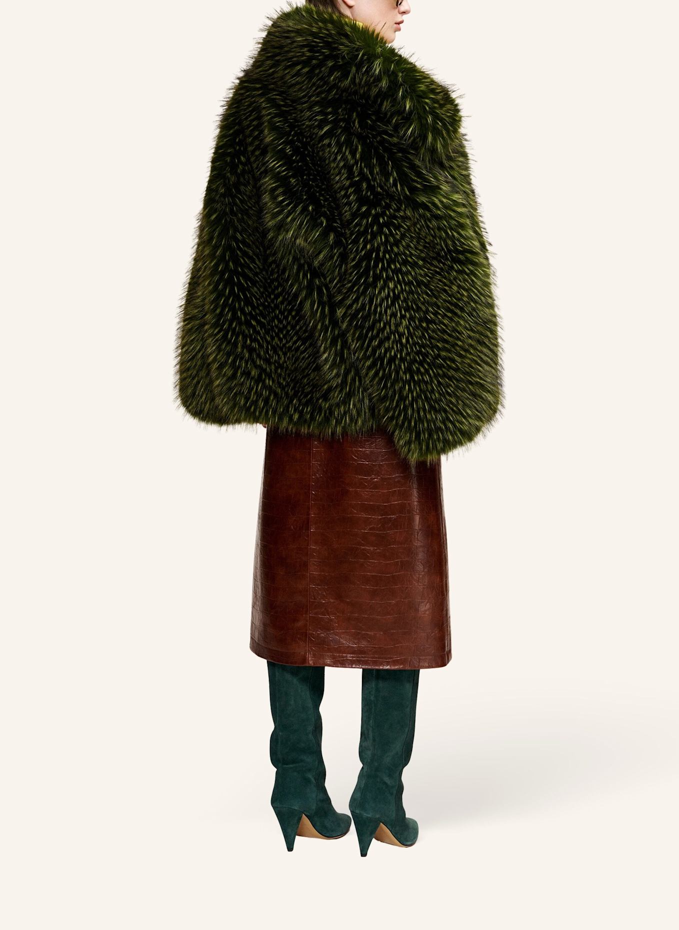 ESSENTIEL ANTWERP Kunstfell-Jacke KASTANJE: GRÜN